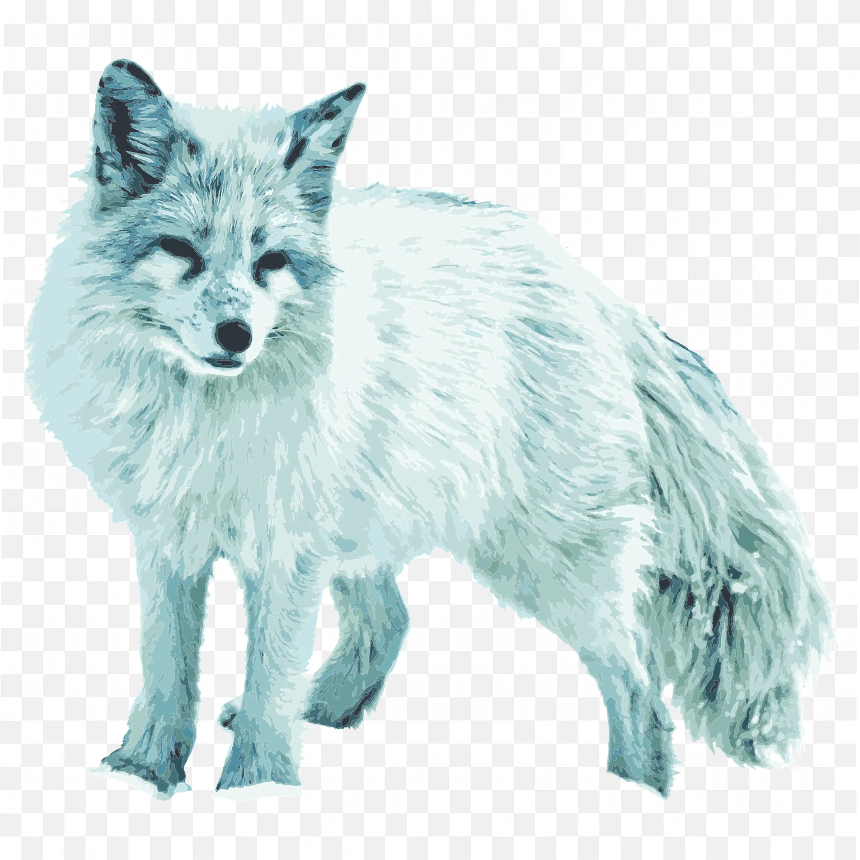Blue Arctic Fox Clip Art Standing Animal Winter Nature Art