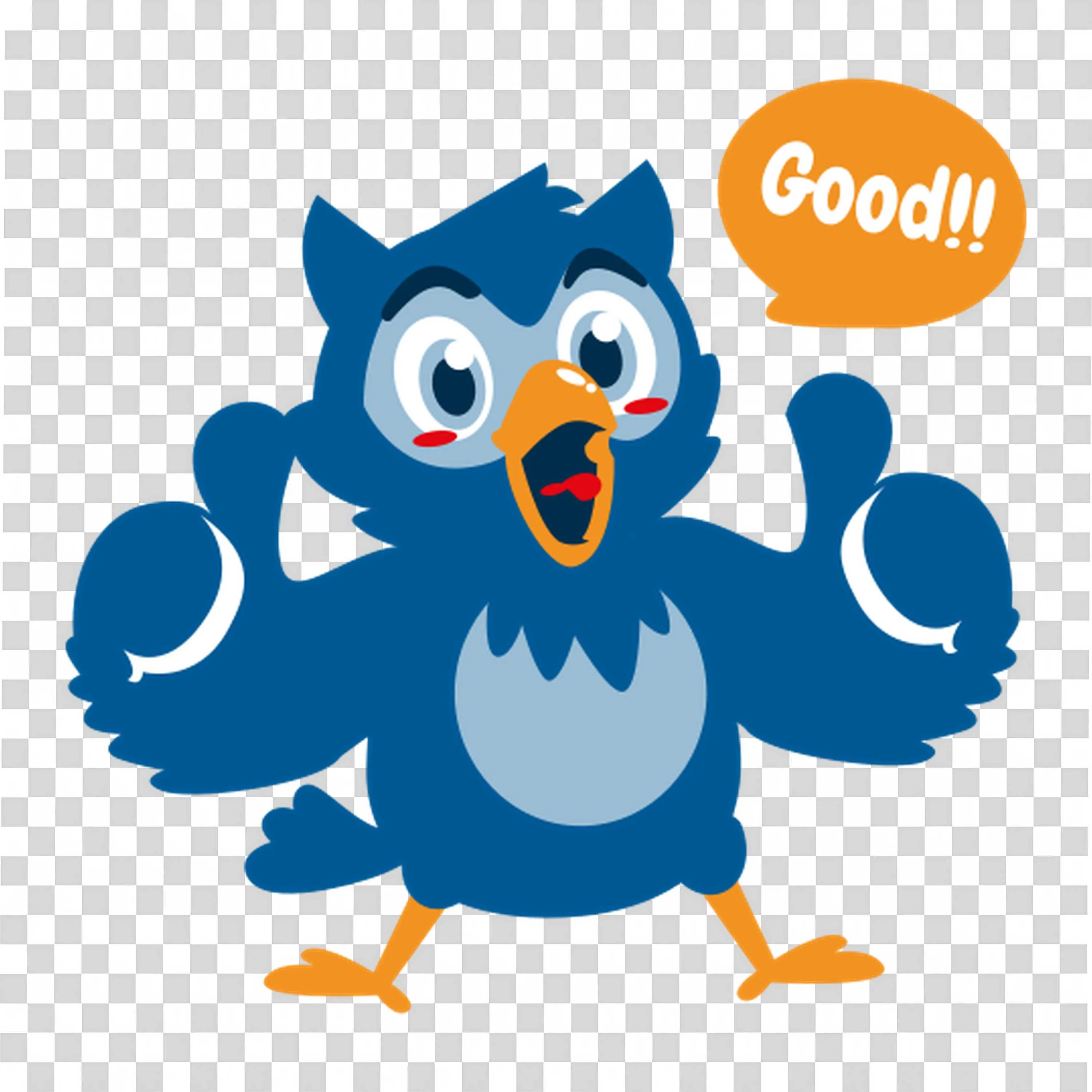 Blue Bird with Balloons Giving a Thumbs Up and Smiling