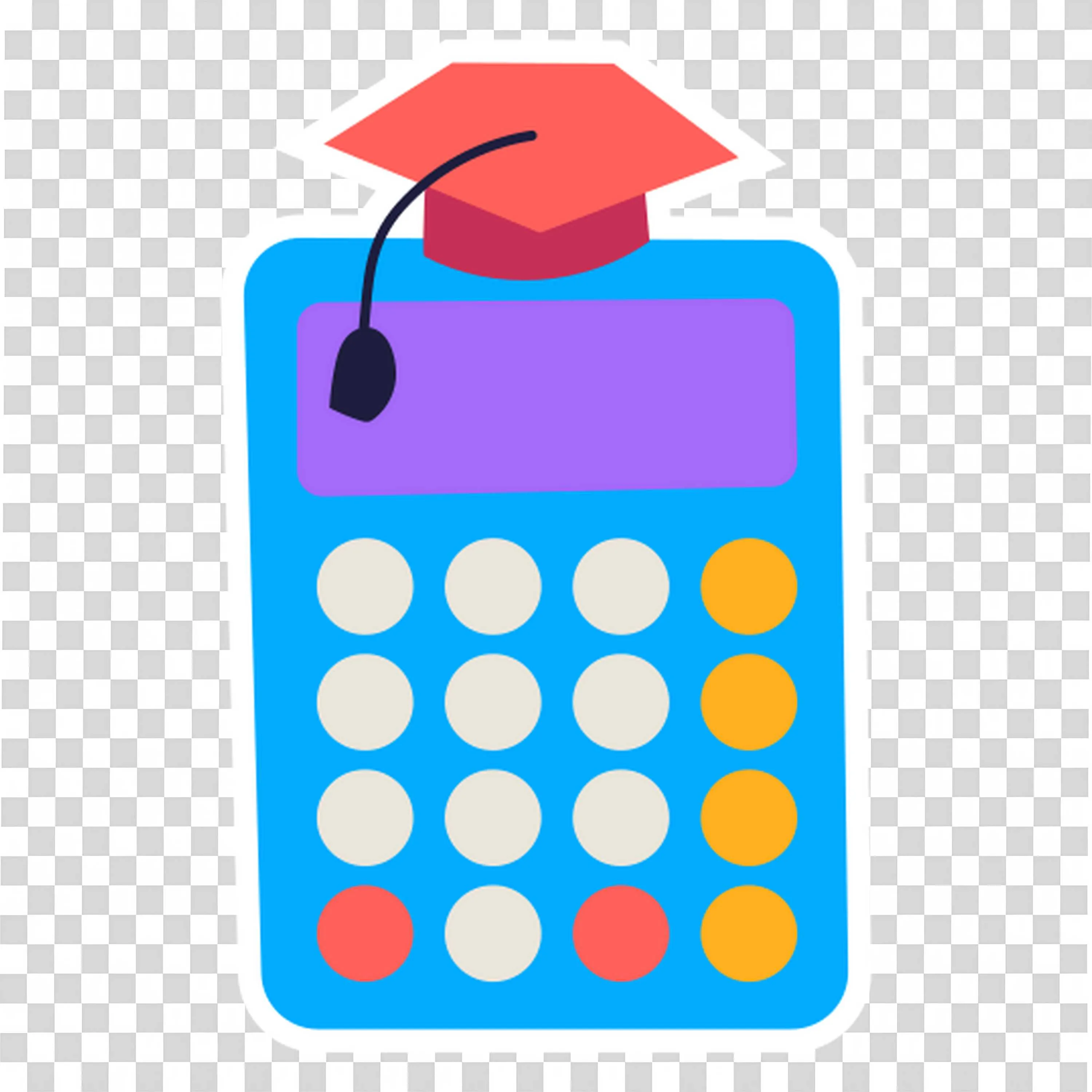 Blue Calculator with Graduation Cap Placed On The Top Corner