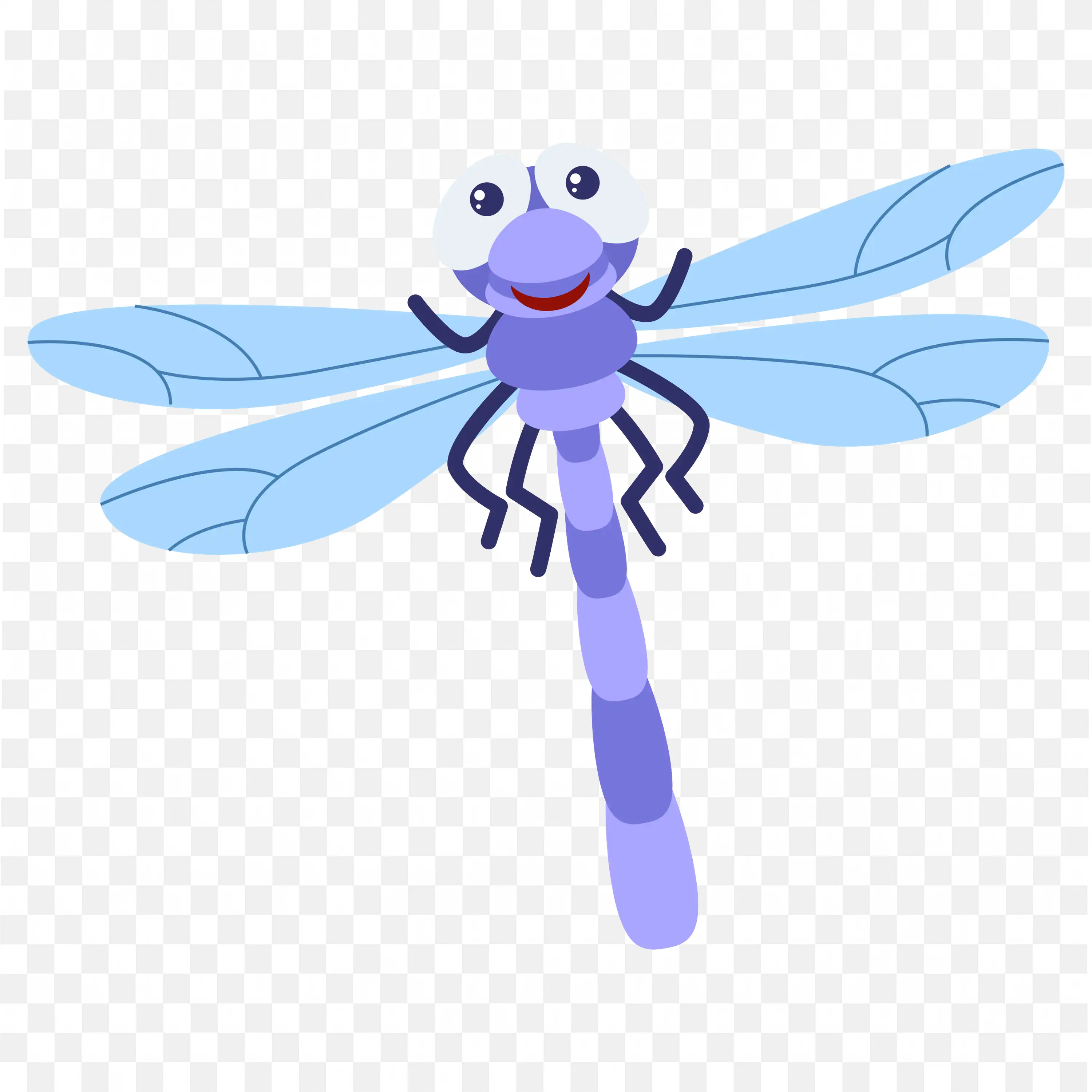 Blue Dragonfly with Transparent Wings PNG Clipart