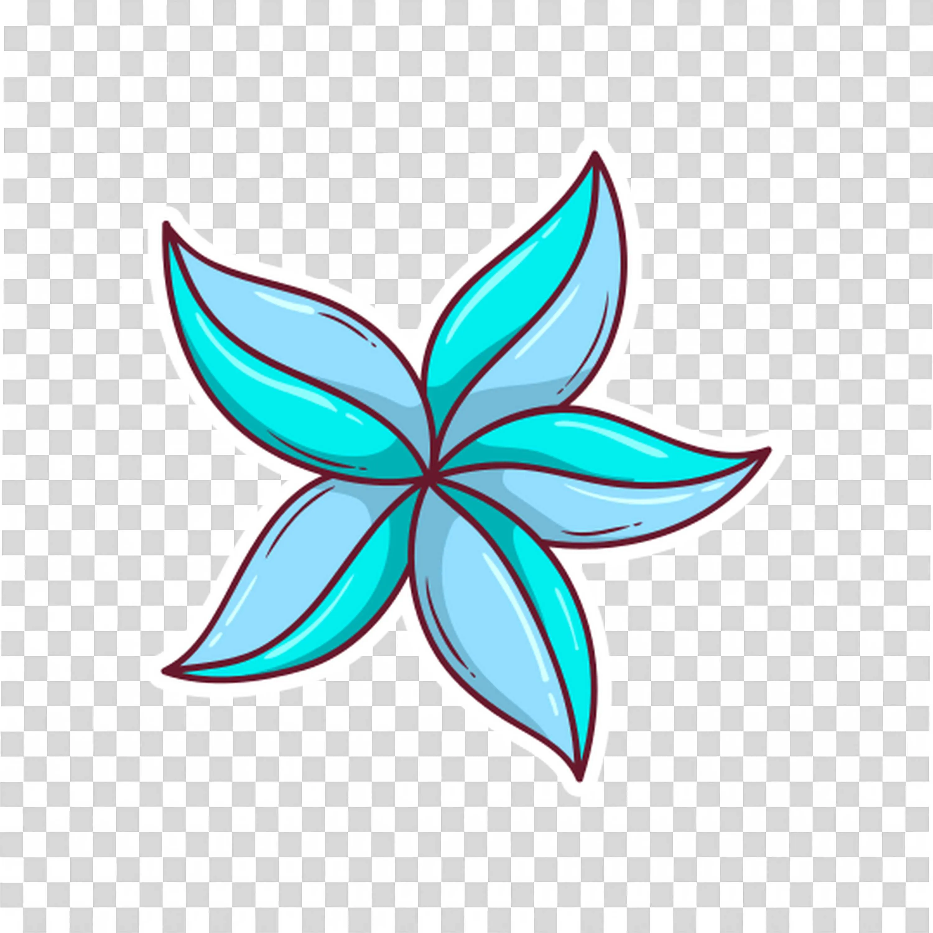 Blue Flower with Five Curved Petals Close Up PNGImage