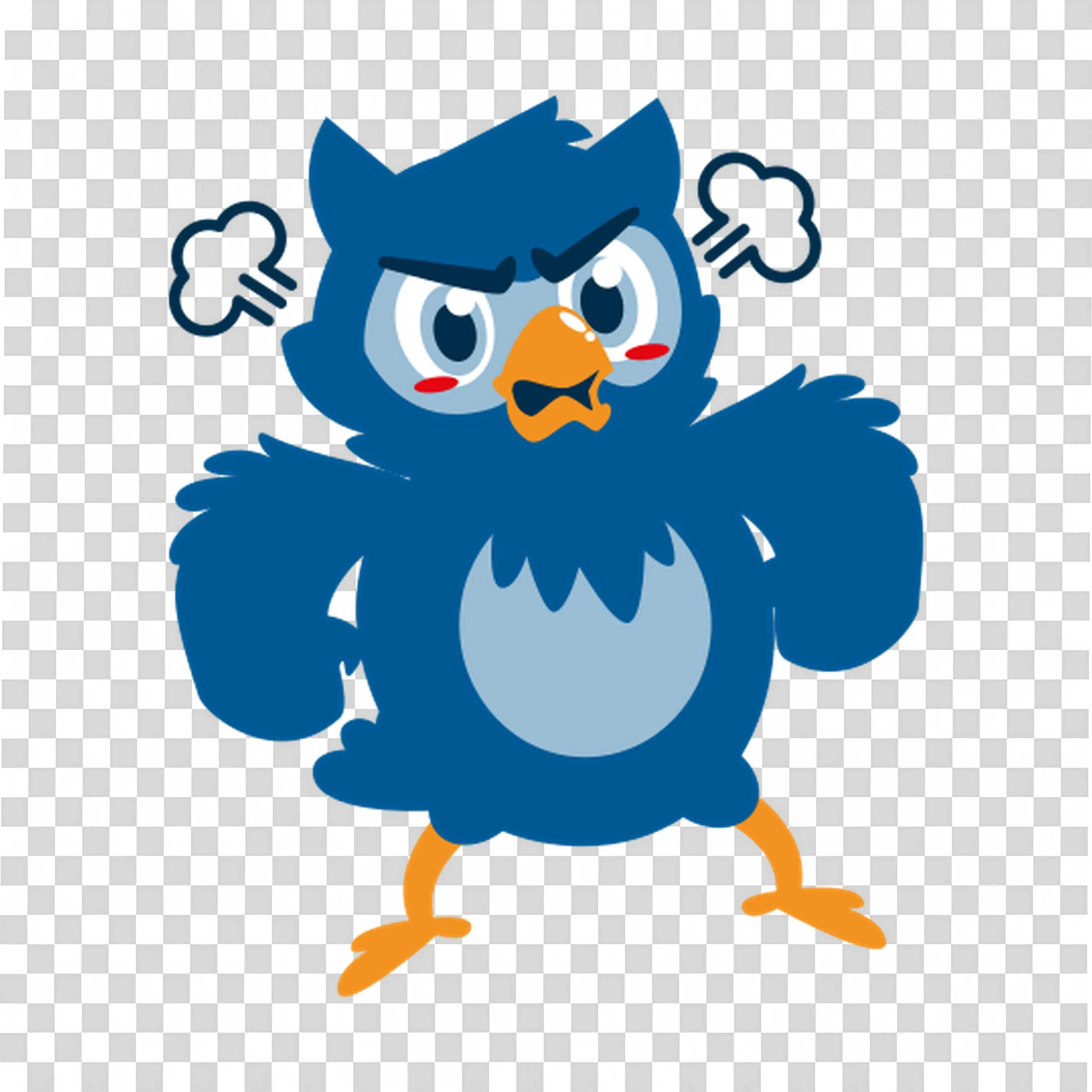 Blue Owl with RAIsed Wings and a Thumbs Up Icon Saying Like
