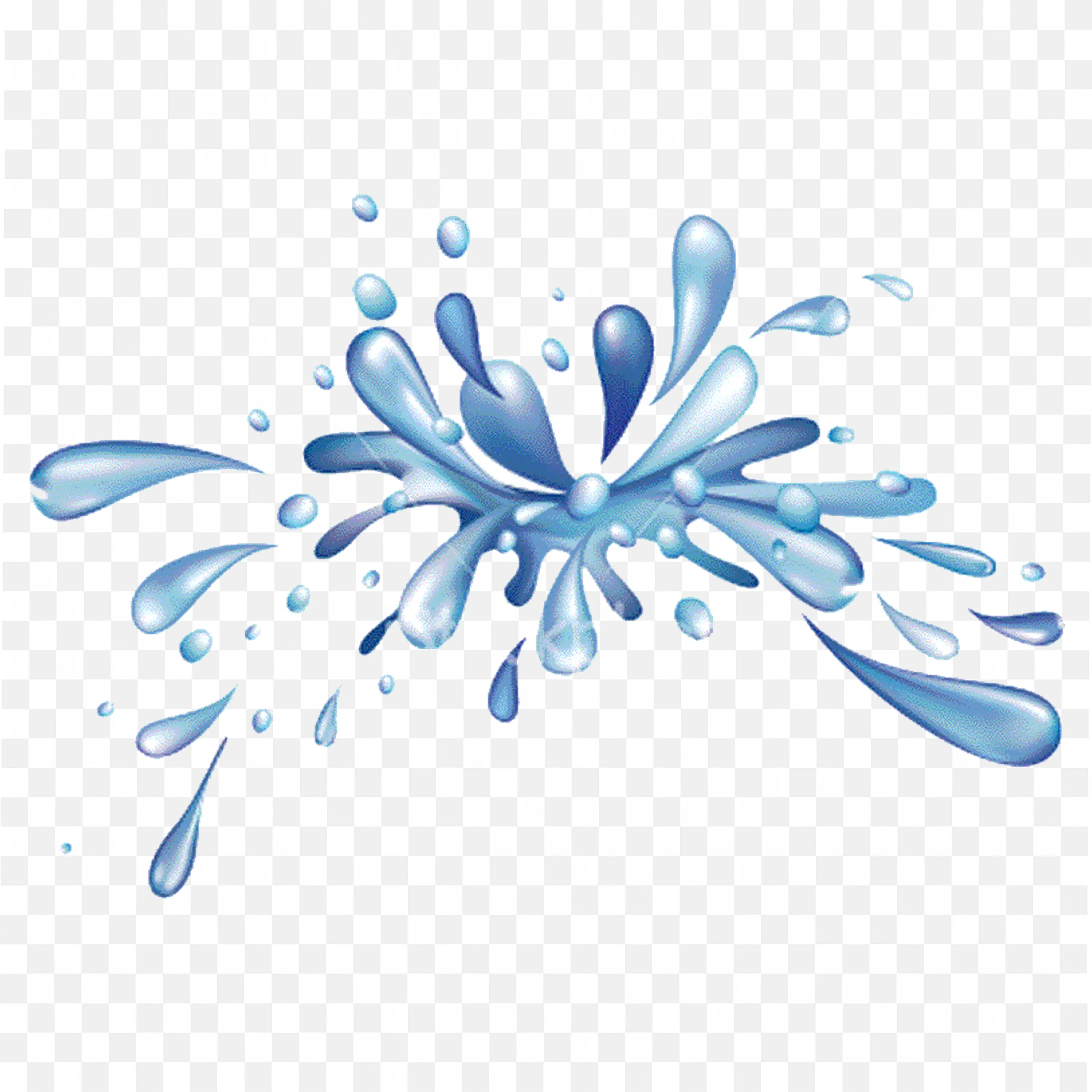 Blue Water Splash Burst from Center Transparent PNG