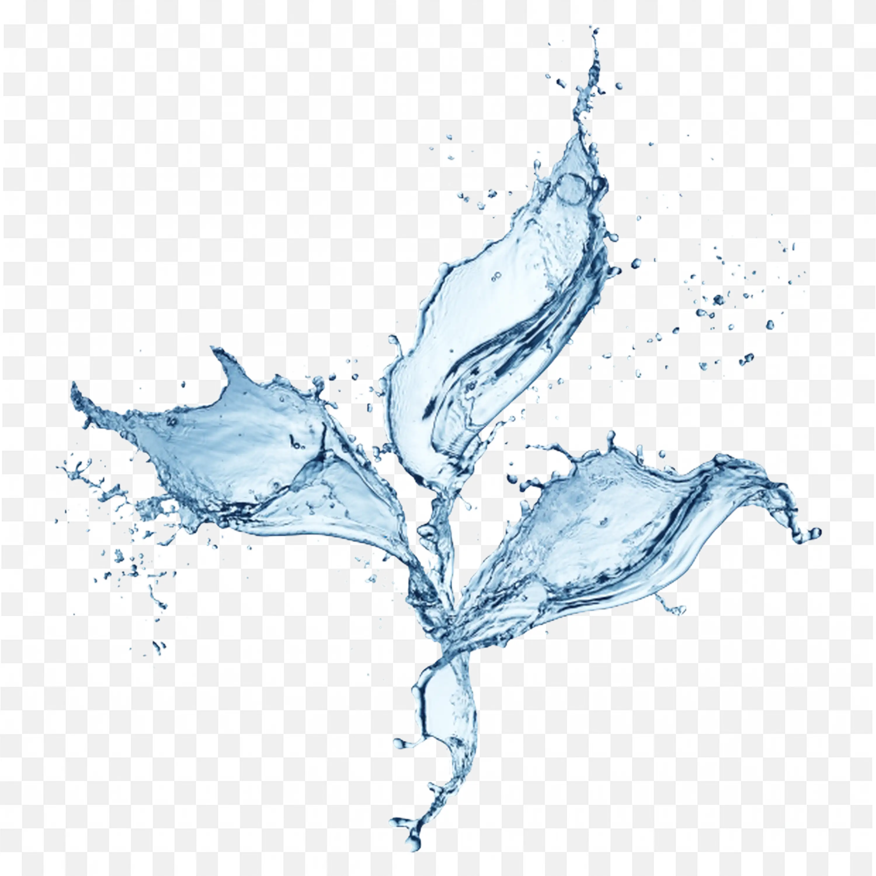 Blue Water Splash with Leaves PNG Image Free Download