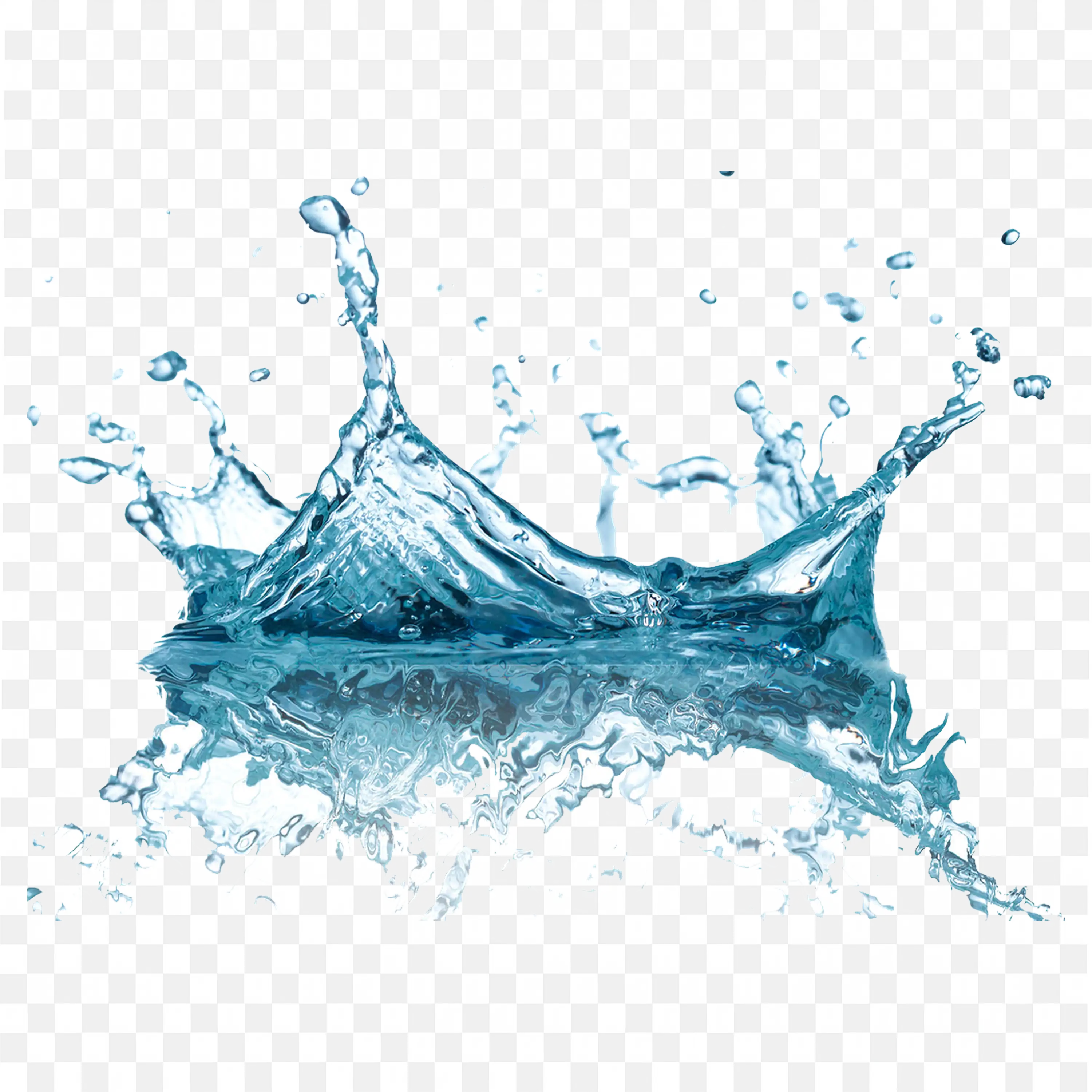 Blue Water Splashing Dynamic Liquid Droplets PNG Image