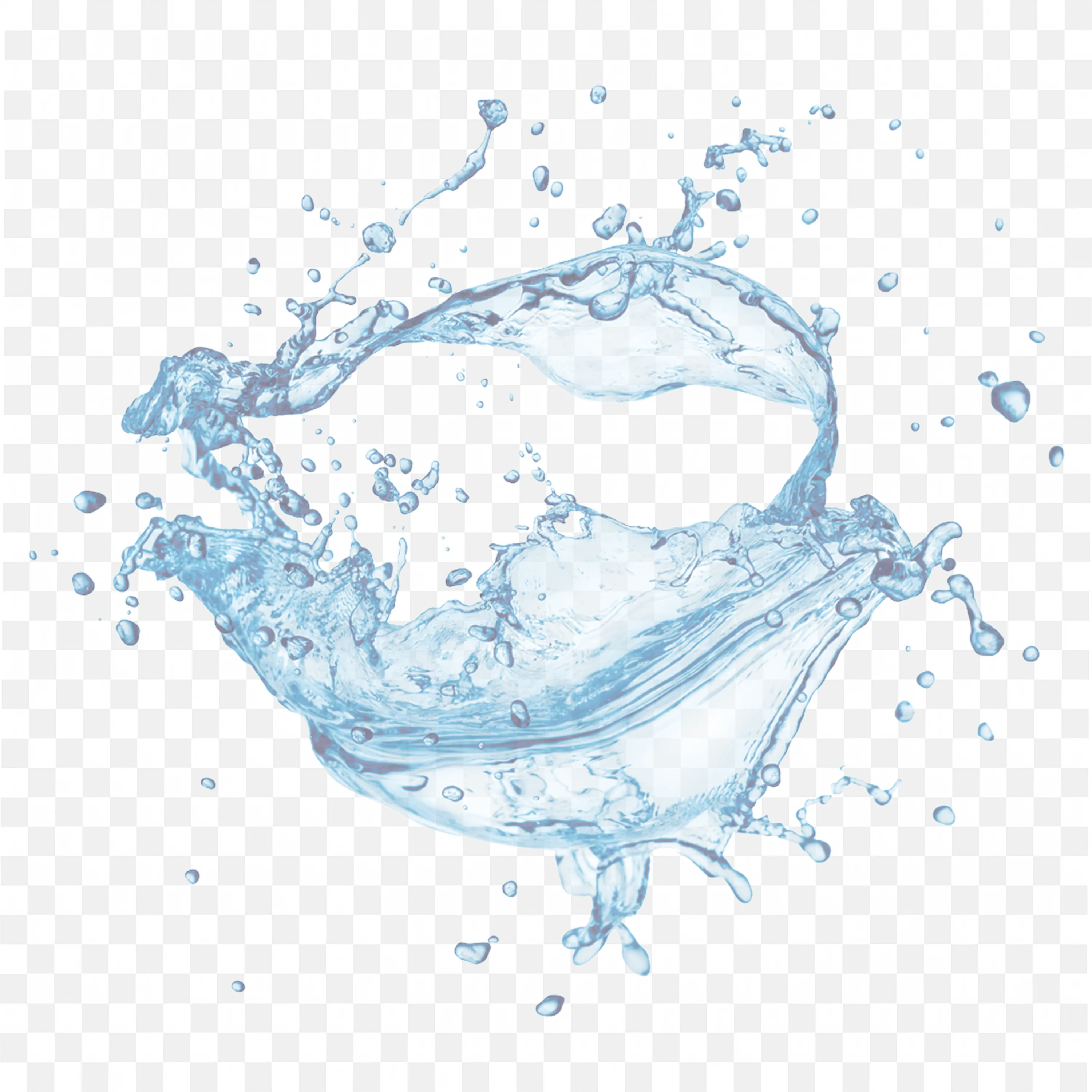 Blue Water Swirl Splash Circular Effect Transparent PNG