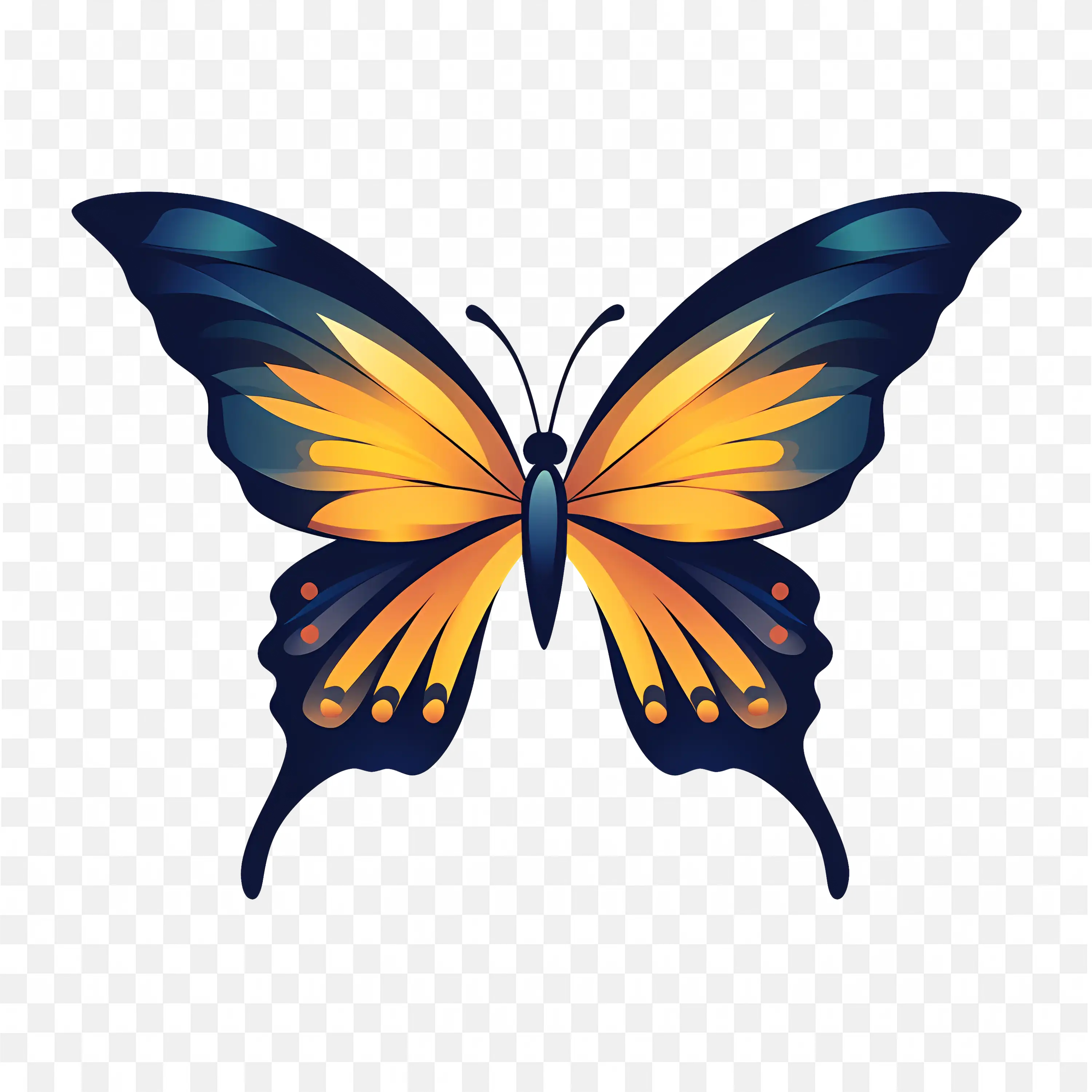 Blue Yellow Butterfly PNG Nature Clip Art Insect Artwork