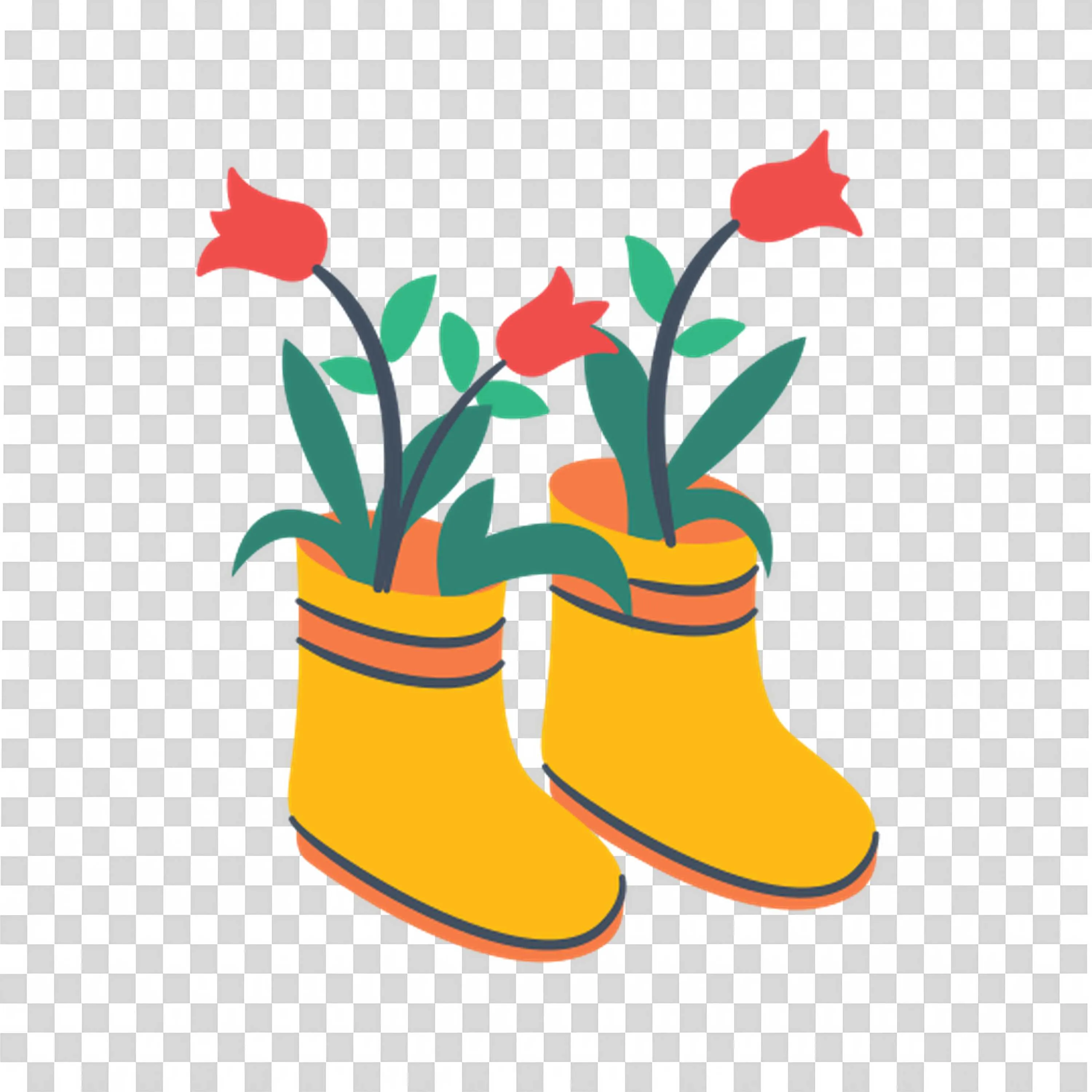 Boots with Tulips Encourage Gardening For All PNGImage