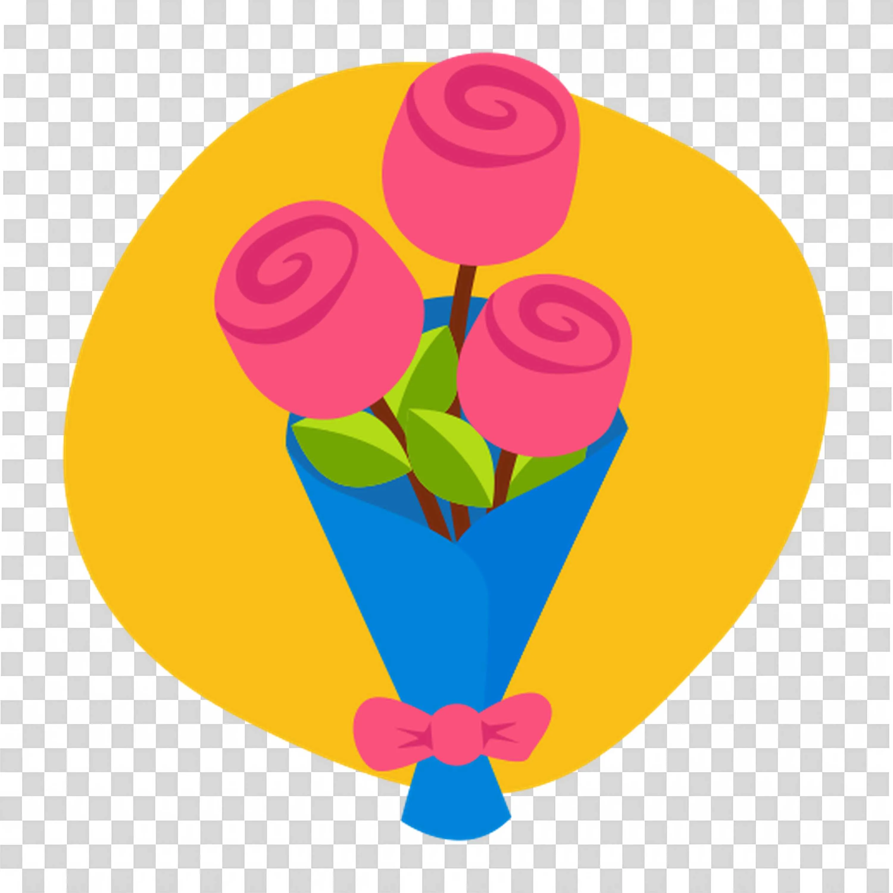 Bouquet Of Pink Roses Wrapped in Blue Paper Free PNG