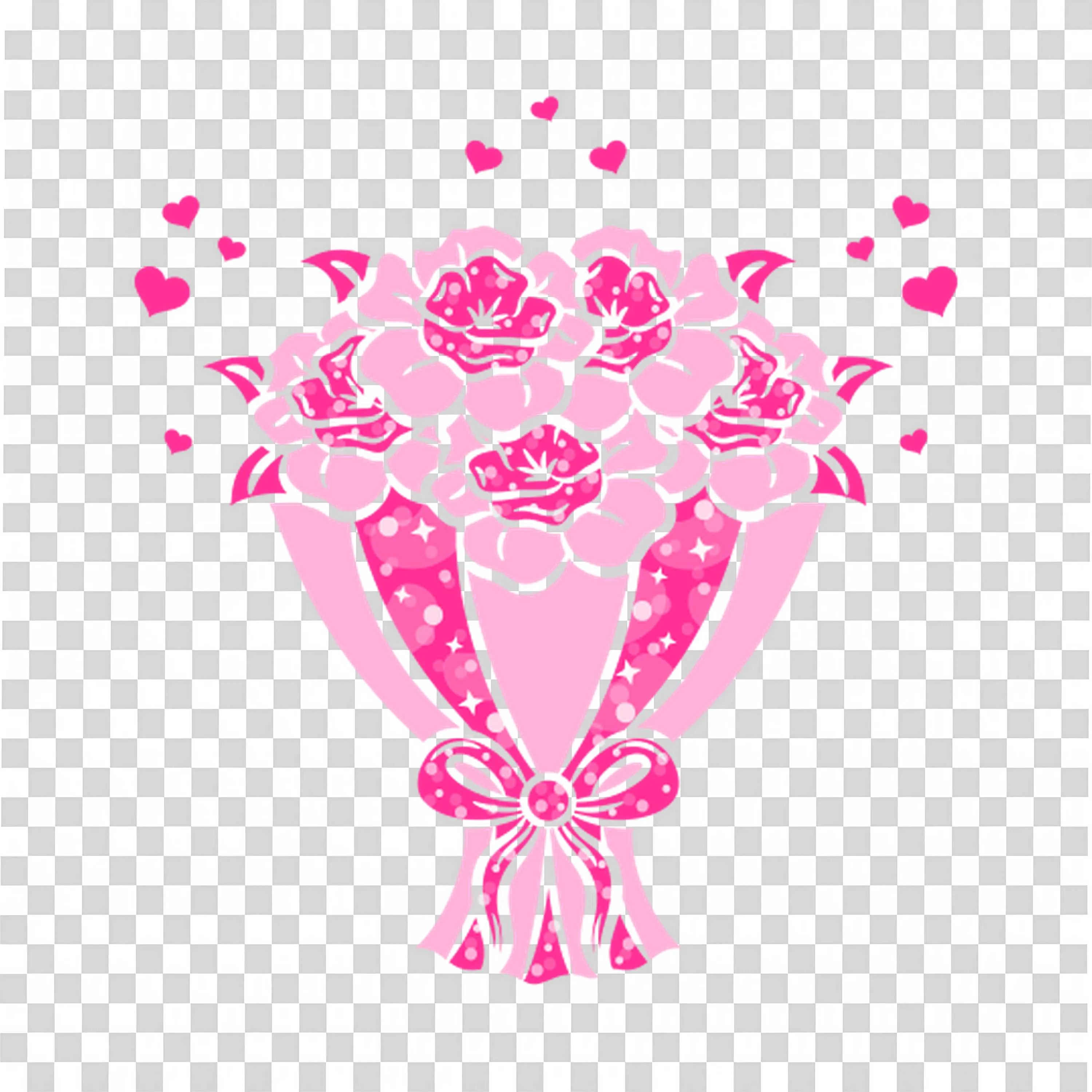 Bouquet Of Pink Roses Wrapped in Paper with Delicate Heart