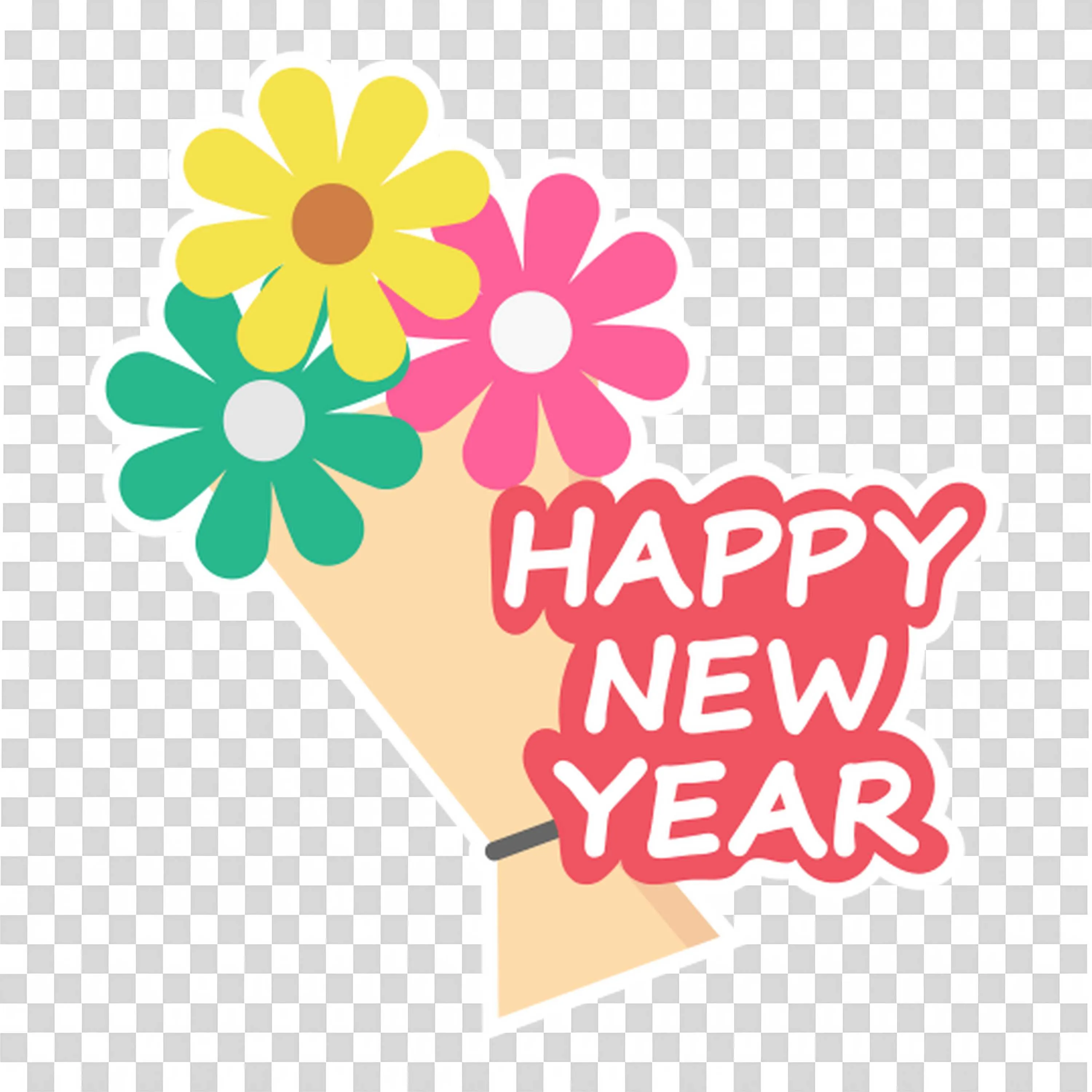 Bouquet with Message Of New Year Joy Free PNGImage Download