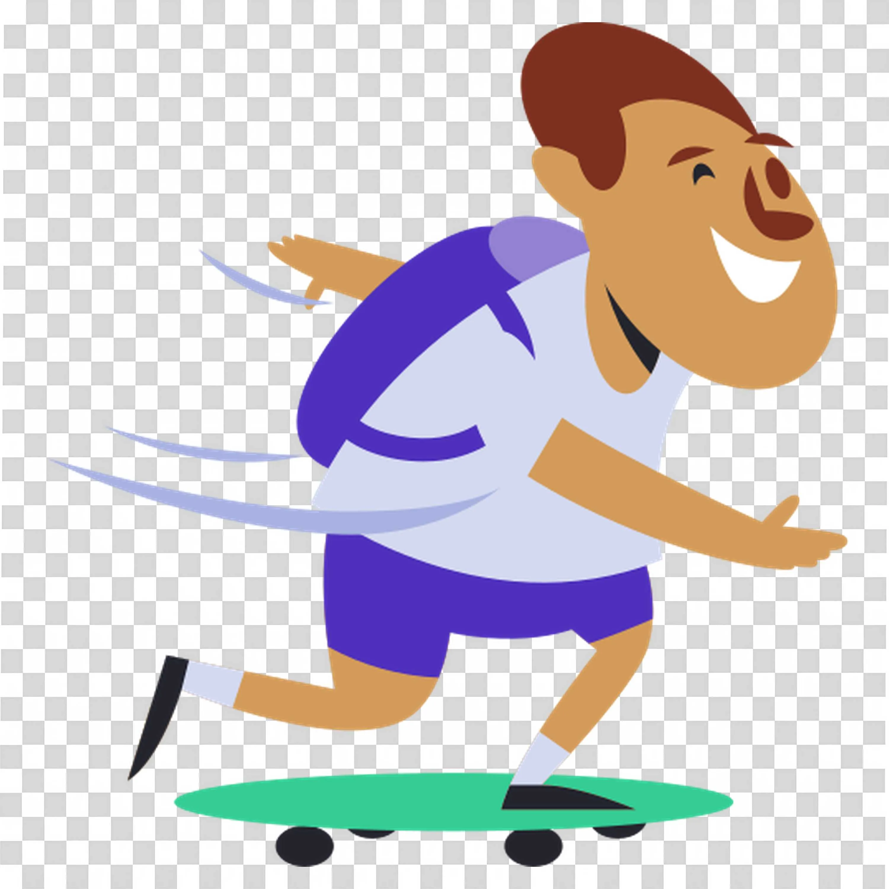 Boy Running Happily with a Backpack and Book in Hand