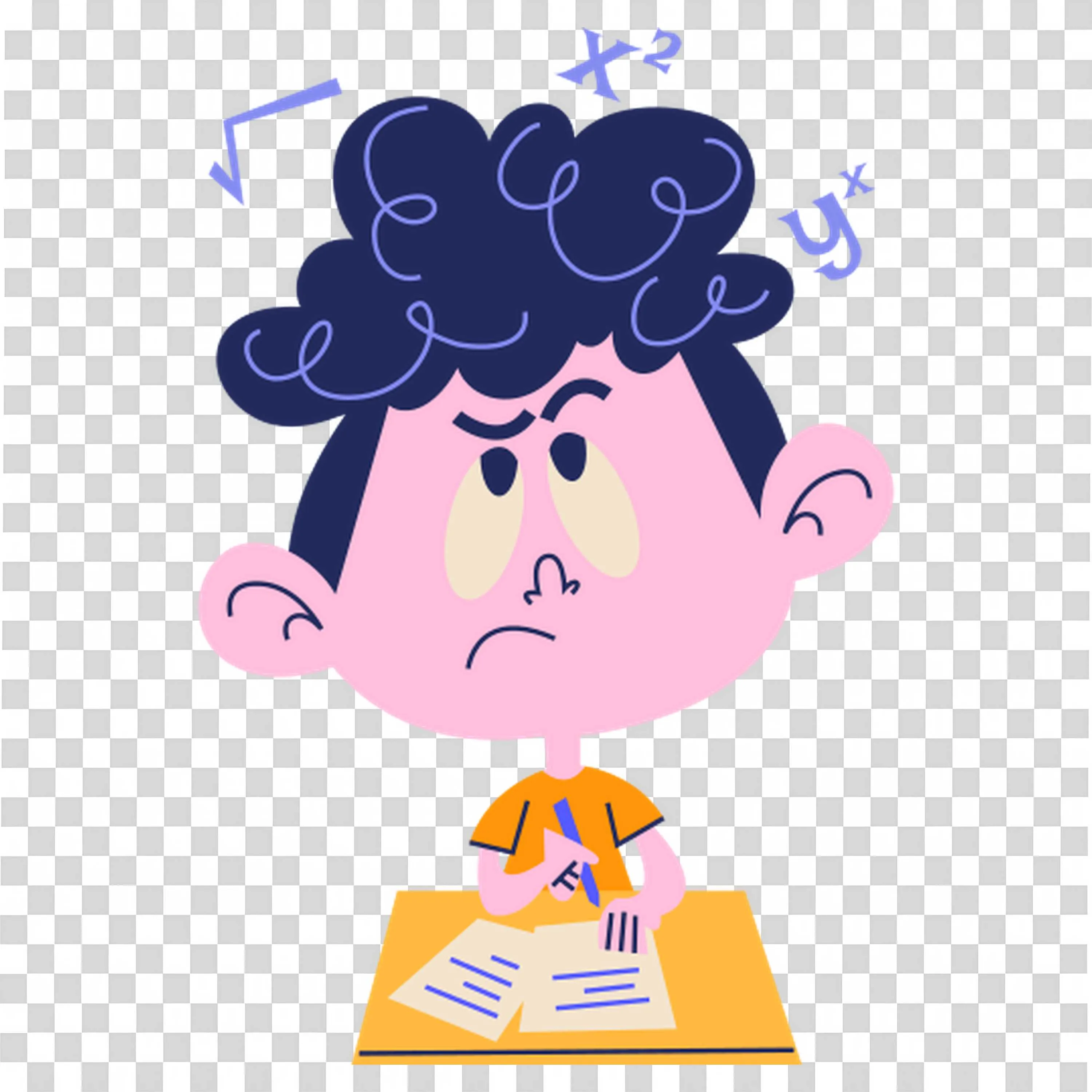 Boy with Curly HAIr and a Yellow Shirt Thinking with Stars