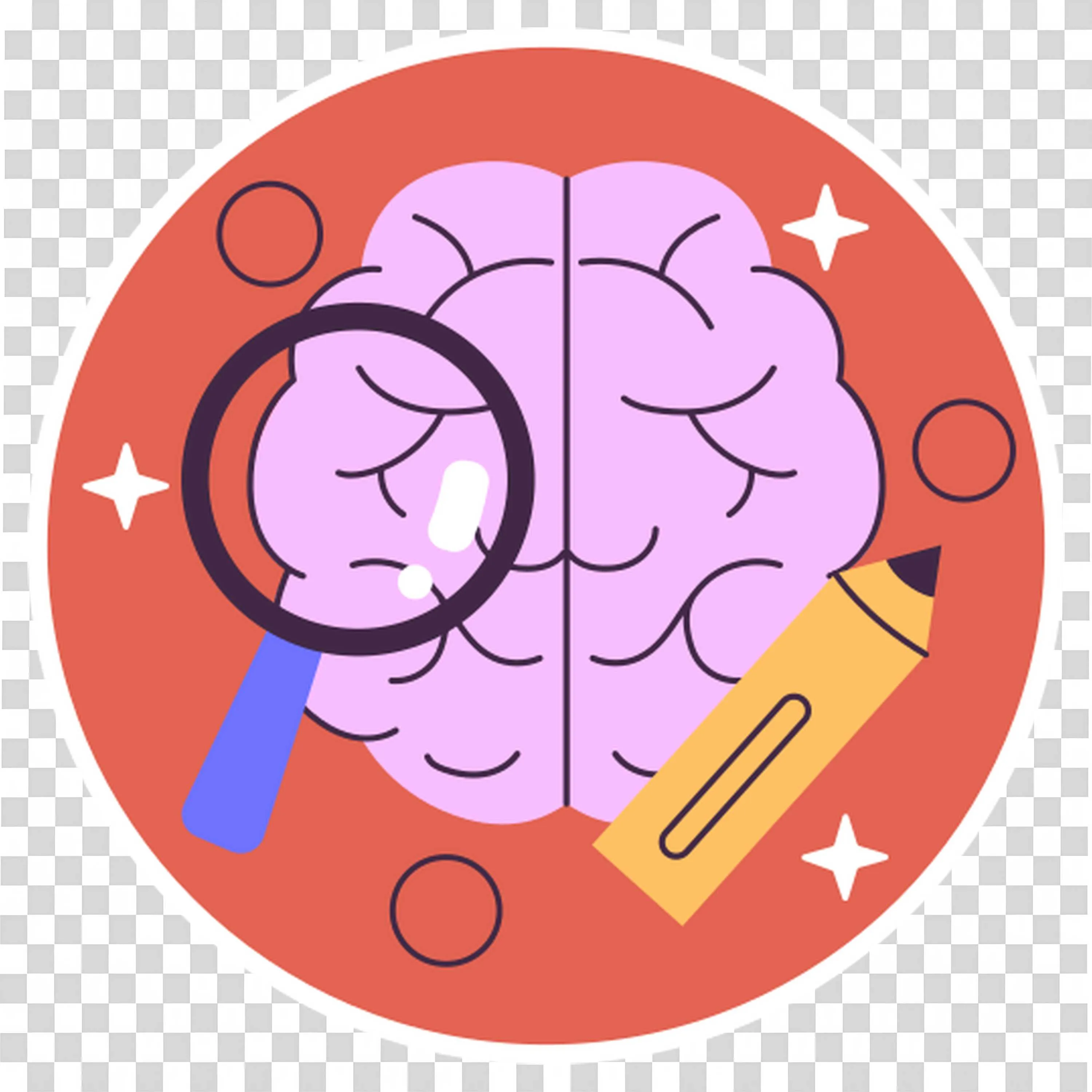 BrAIn and Magnifying Glass Showing Discovery and Analysis