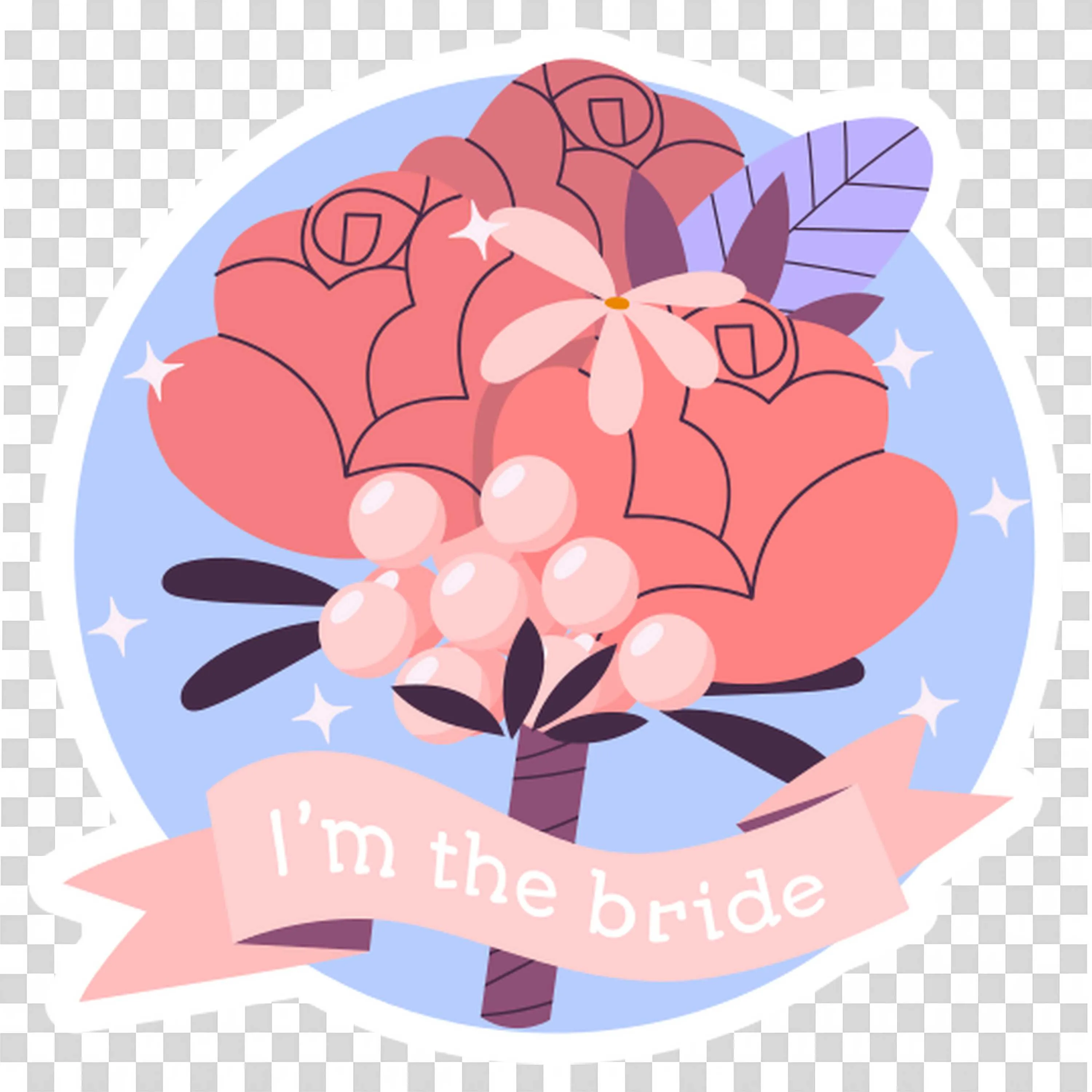 Bridal Bouquet with Roses and Banner Saying Im the Bride