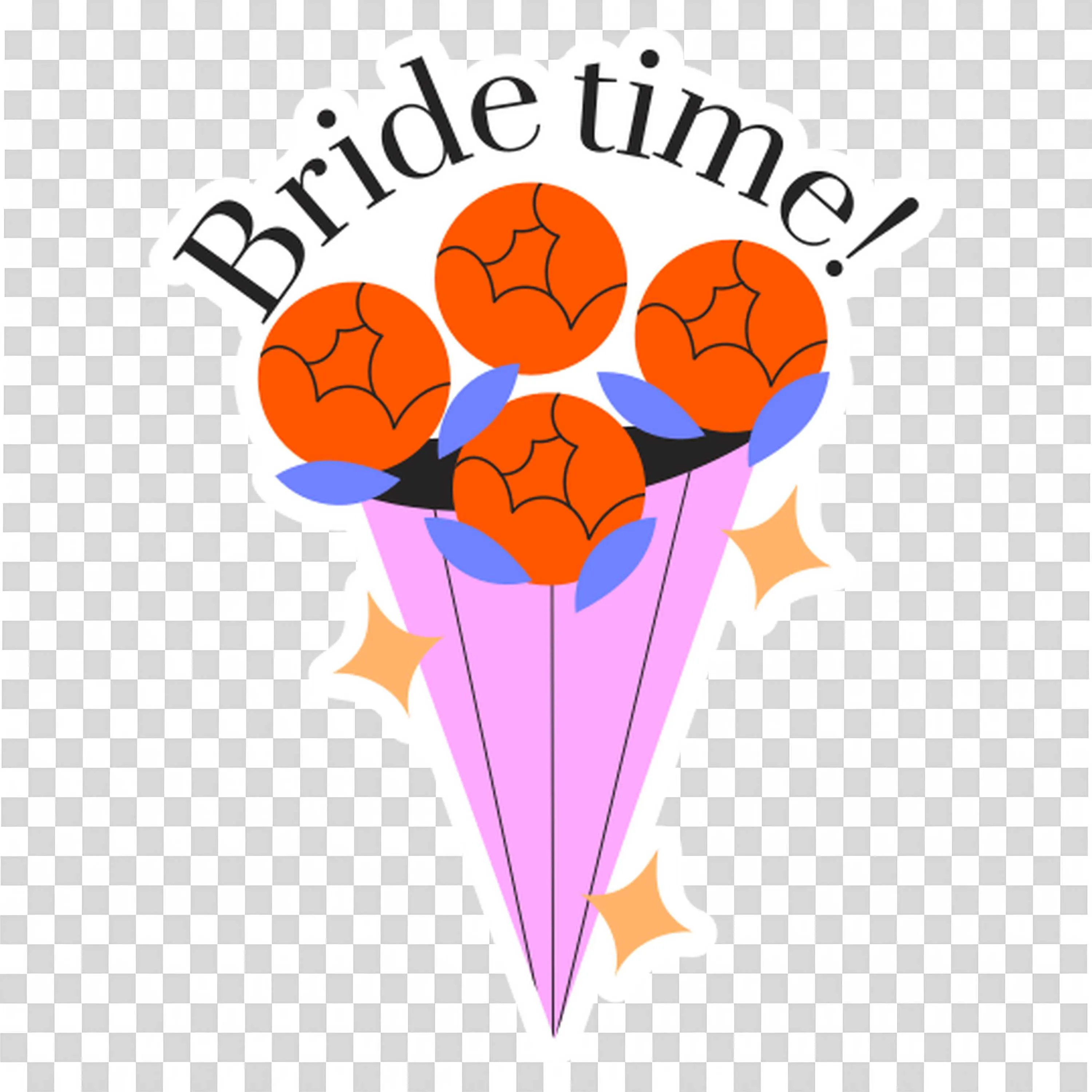 Bride Time Banner with Bright Orange Wedding Flowers