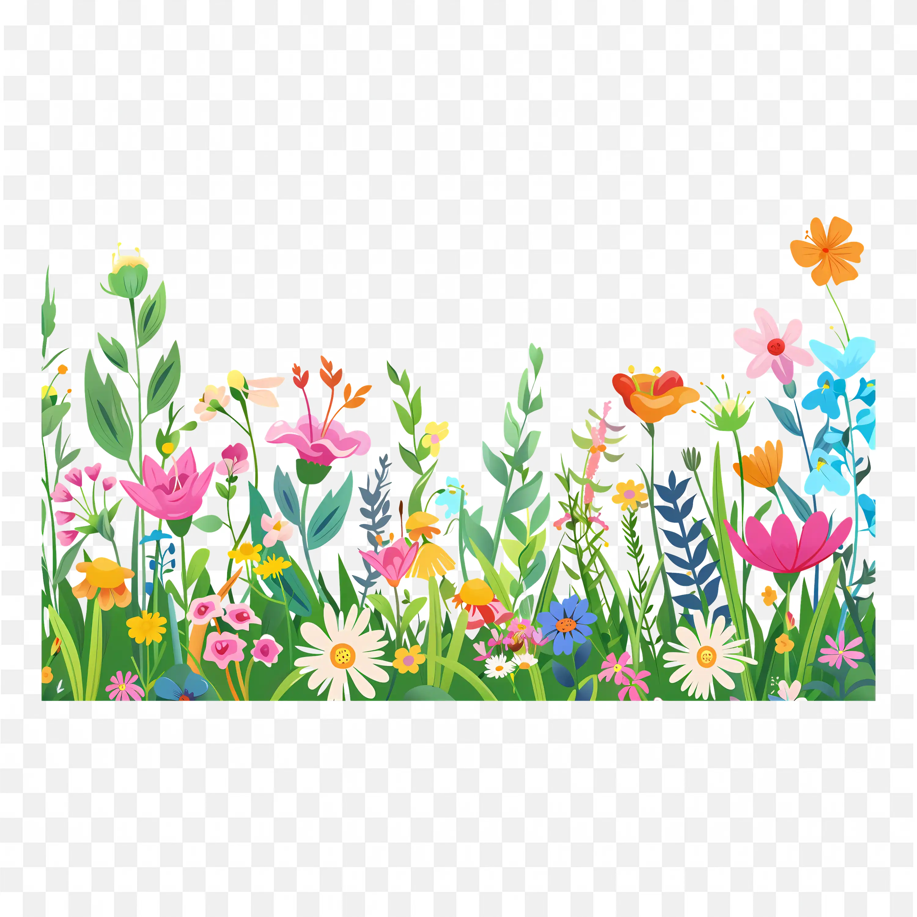 Bright Flower Garden with Mixed Blooms in Colorful Design