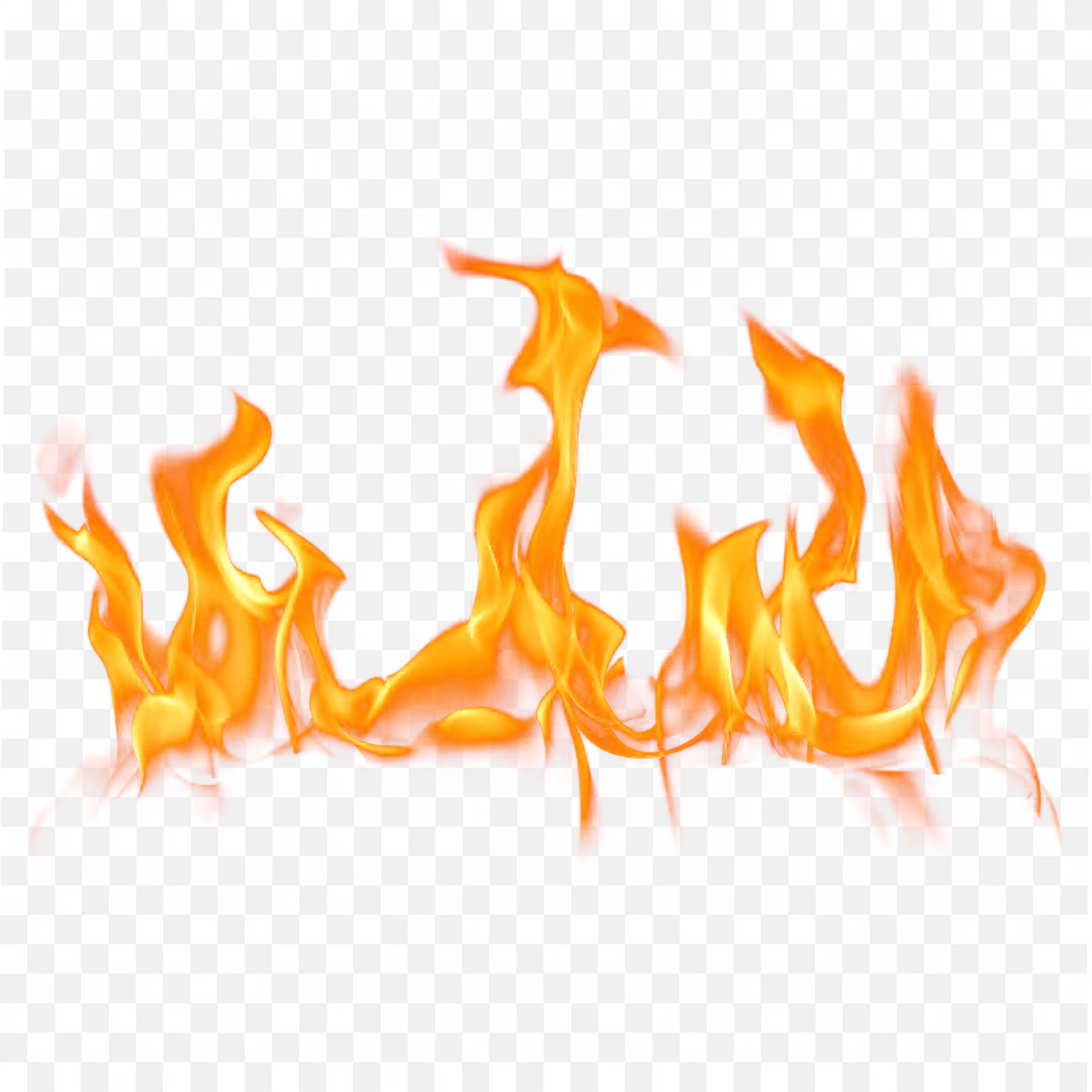 Bright Orange Cartoon Flame Fire Line Transparent