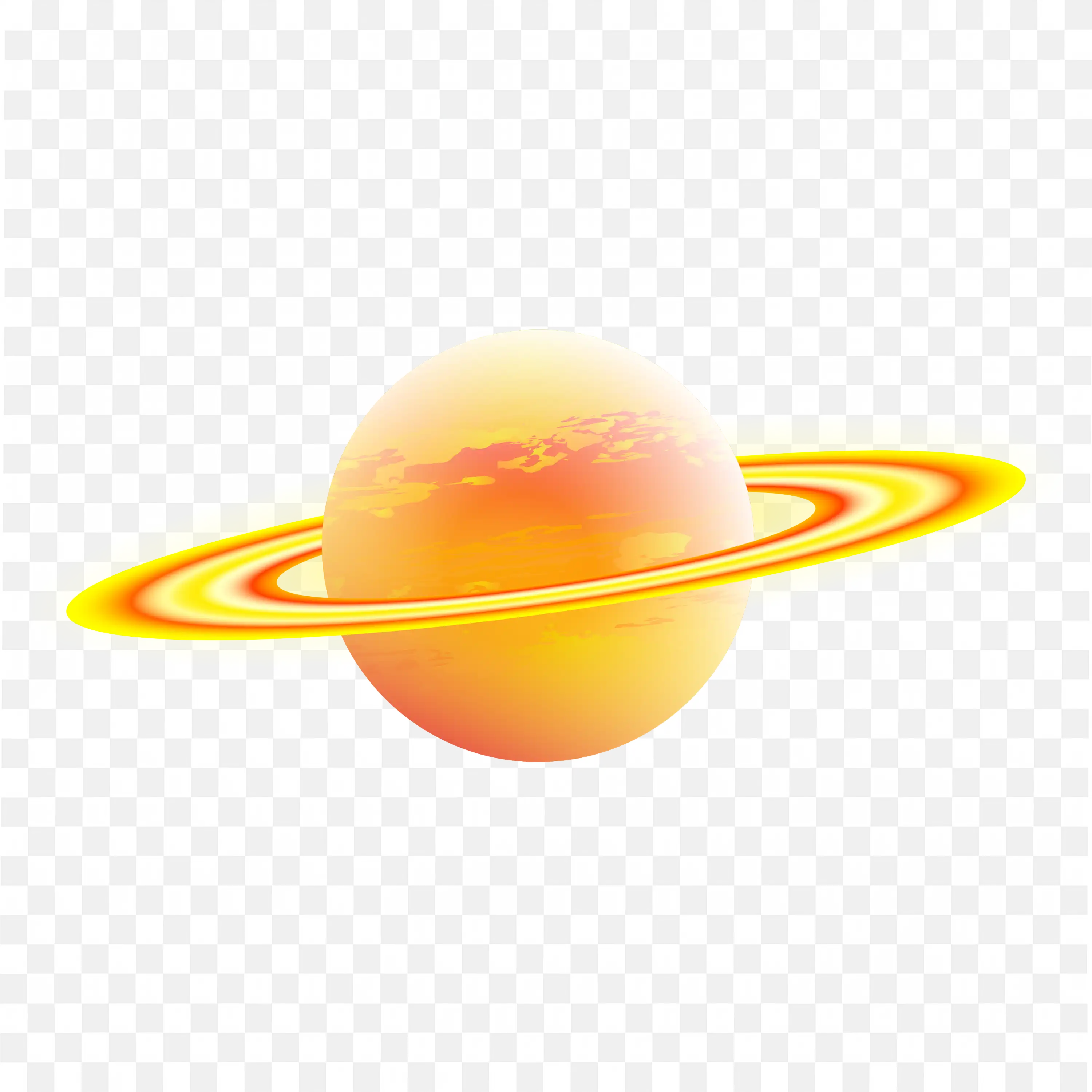 Bright Yellow Planet with Halo Ring PNG Illustration