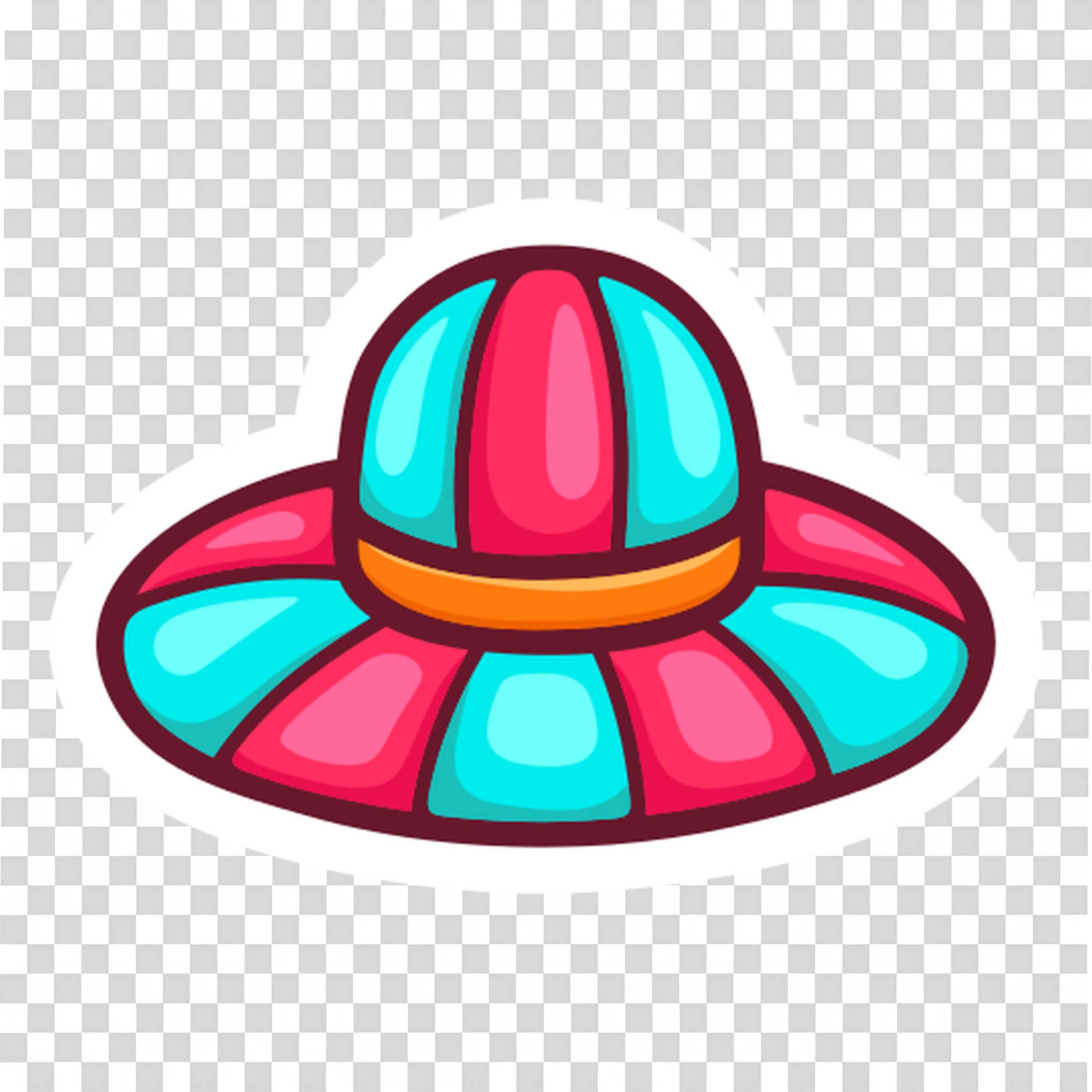 Brightly Colored Cartoon Hat with Flower Patterns PNG