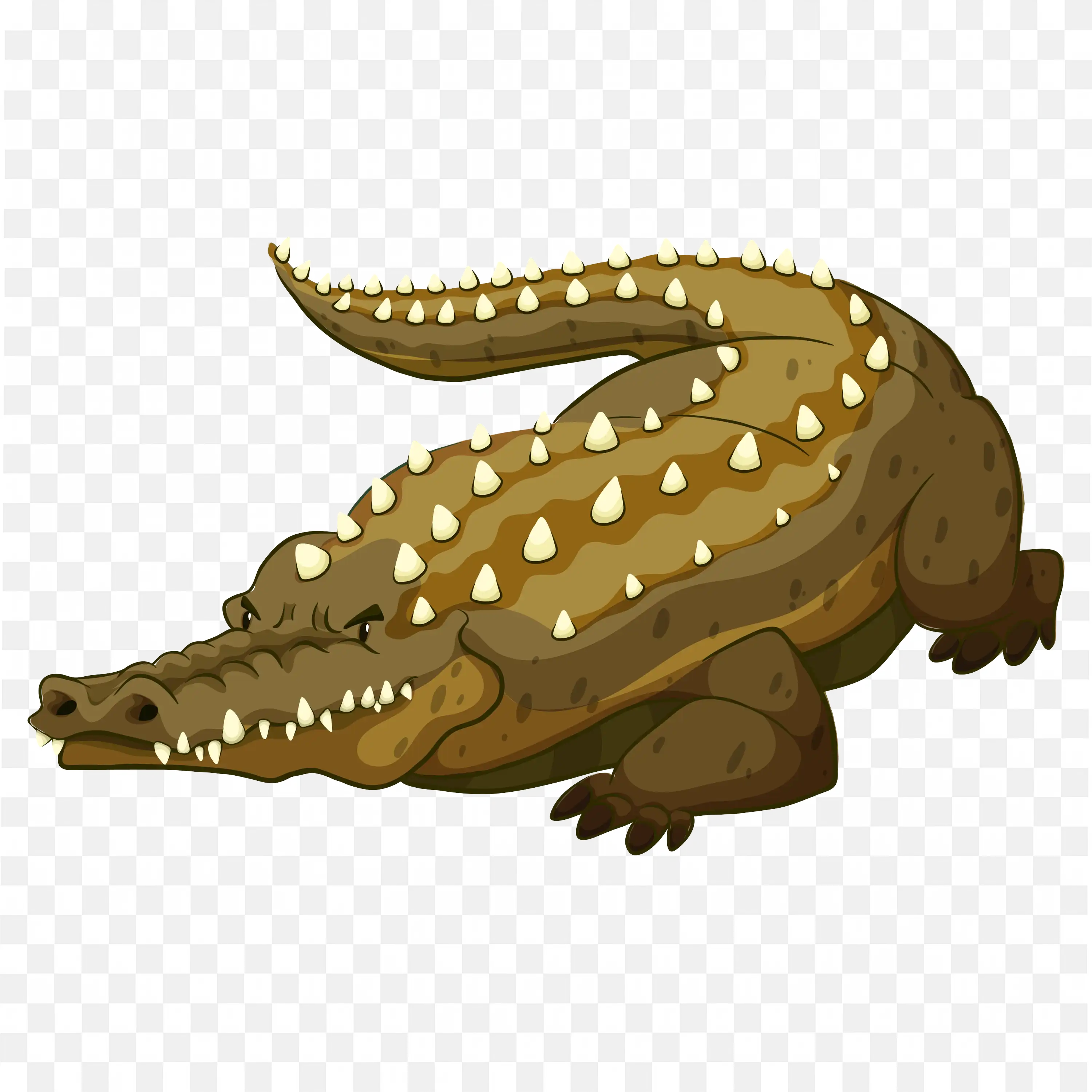 Brown Cartoon Crocodile Fun Spiky Reptile Illustration