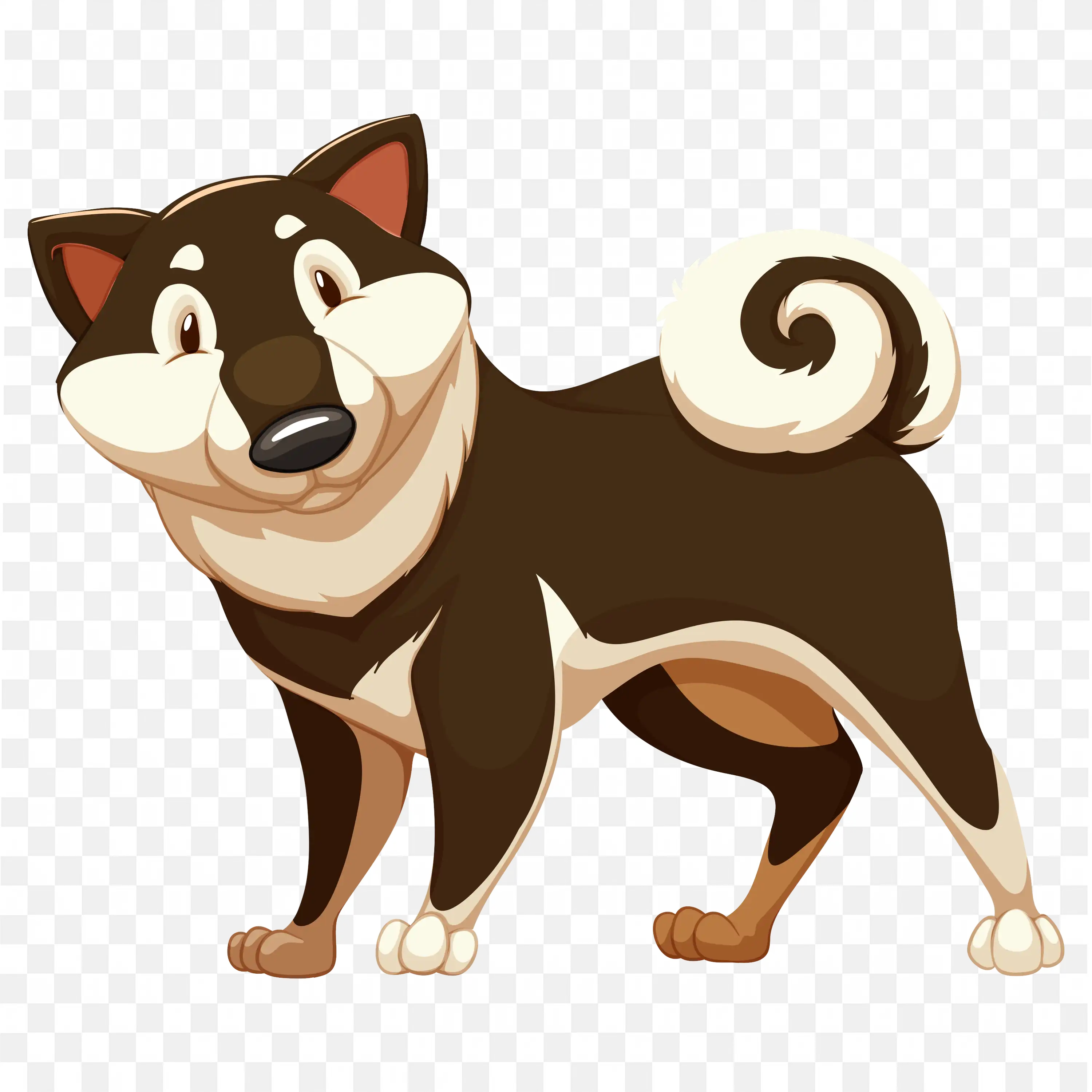 Brown Dog with Curly Tail PNG Illustration Download
