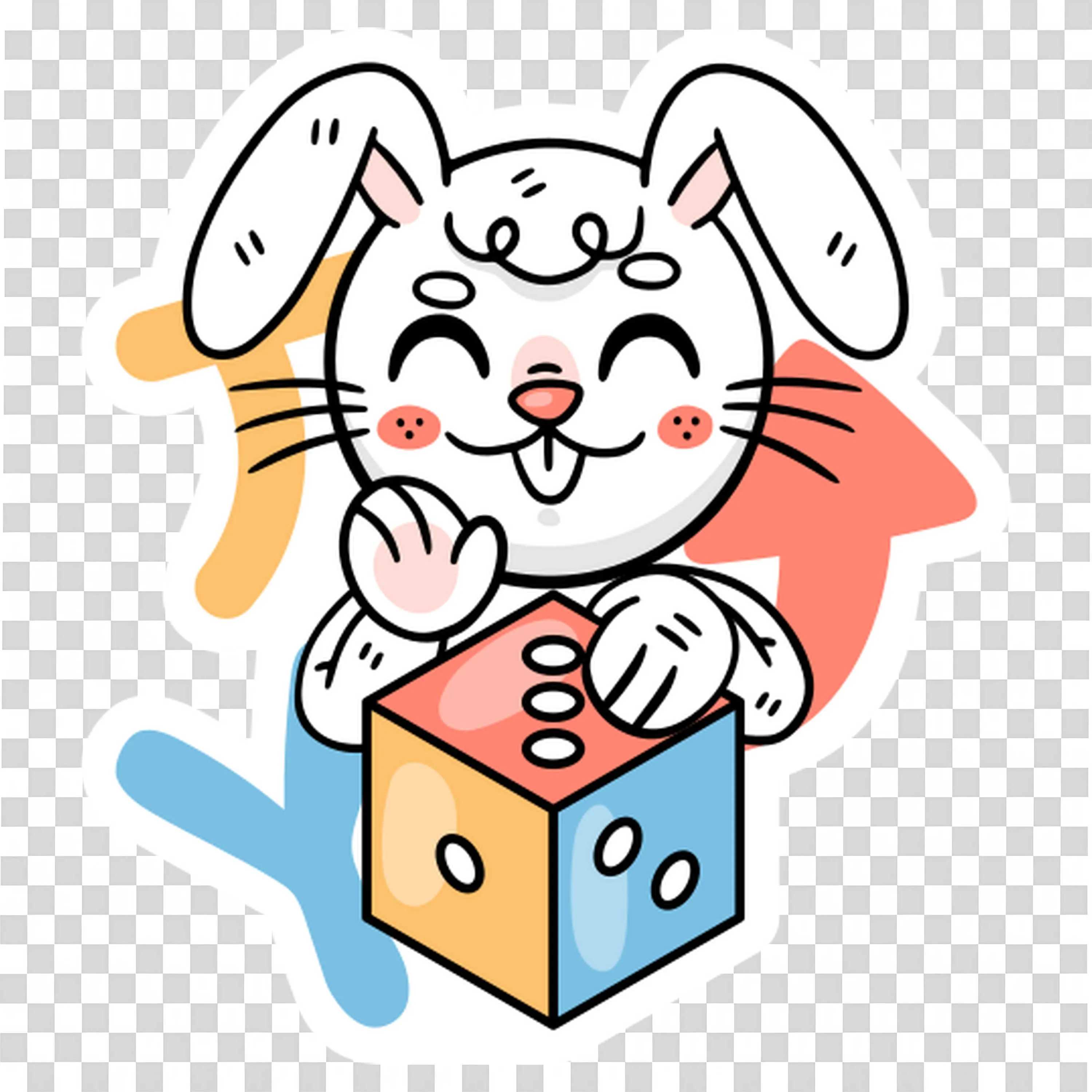 Bunny Happily Reading a Red Book with Sparkles Around It