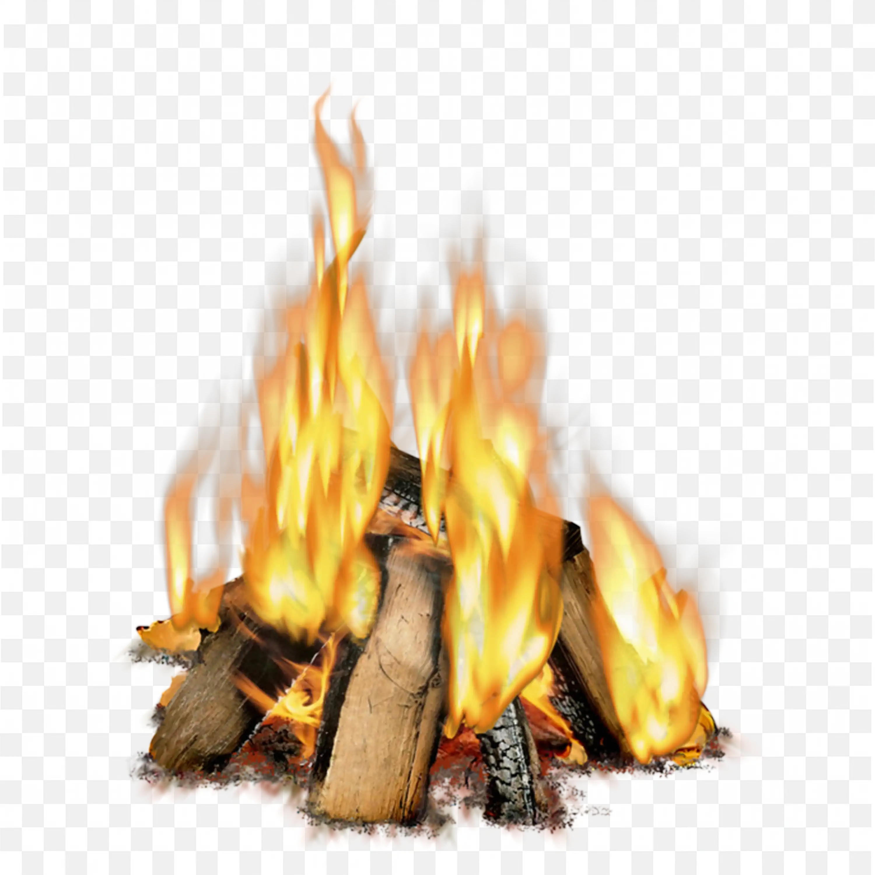 Burning Campfire Flames with Logs Transparent PNG