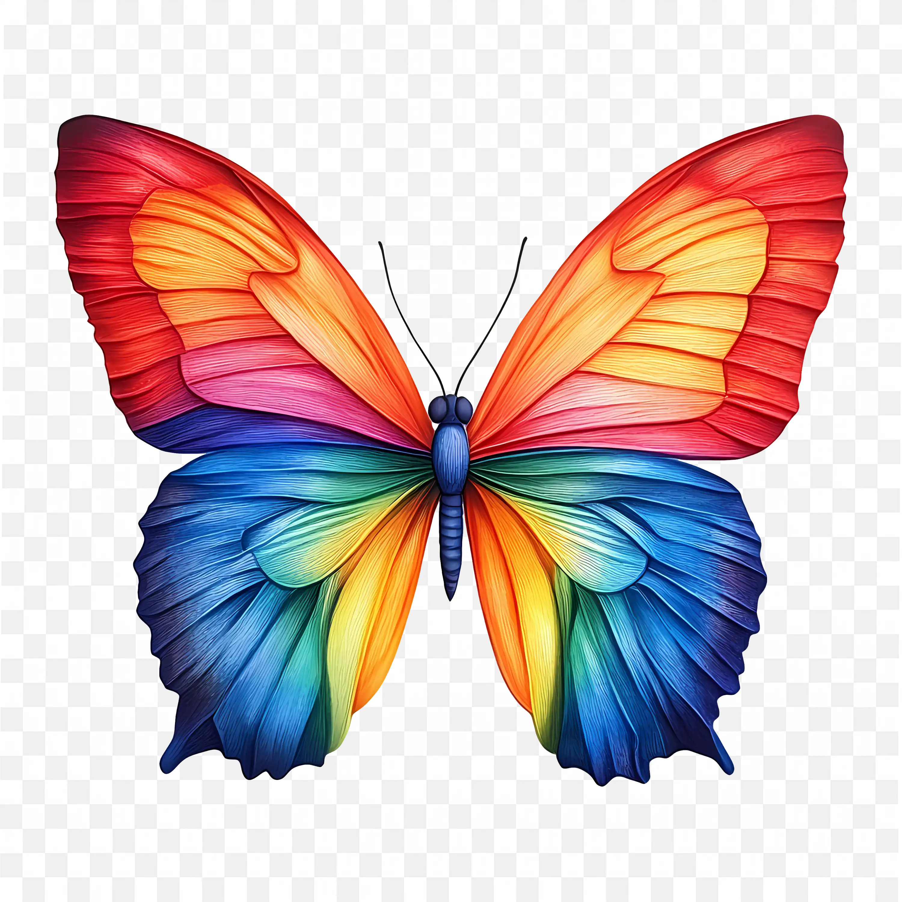 Butterfly PNG Colorful Rainbow Wings Detailed Illustration