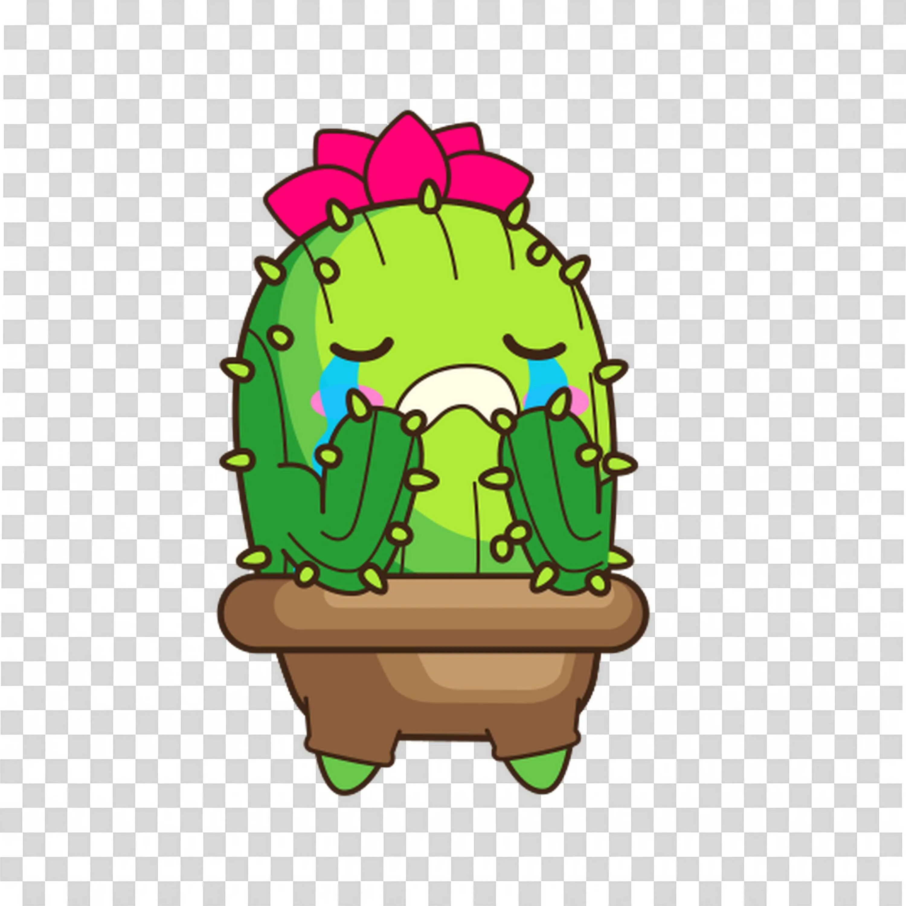 Cactus in a Pot with Pink Flower and Ribbon Bow Image