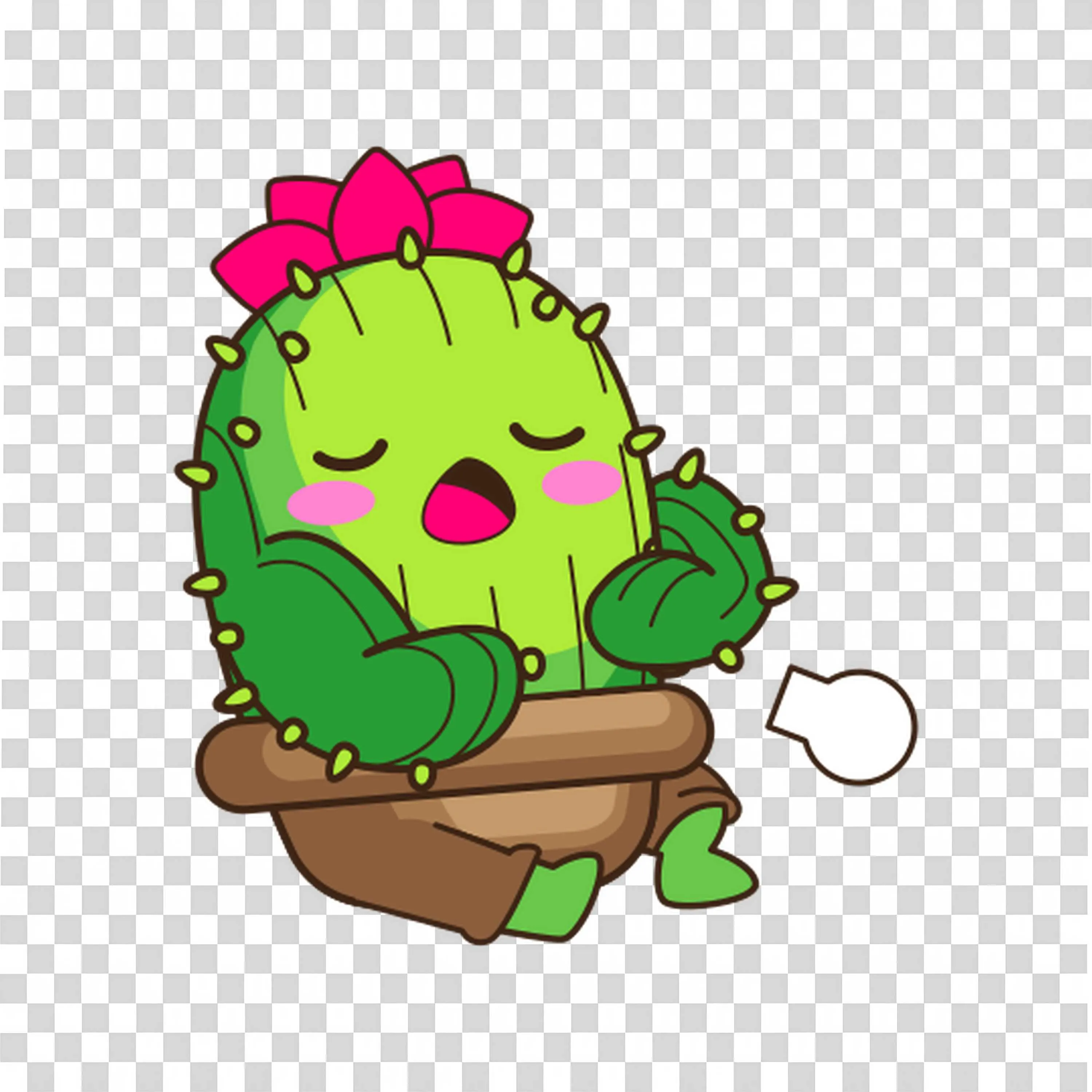 Cactus Sitting on Pot and Meditating Peacefully PNG