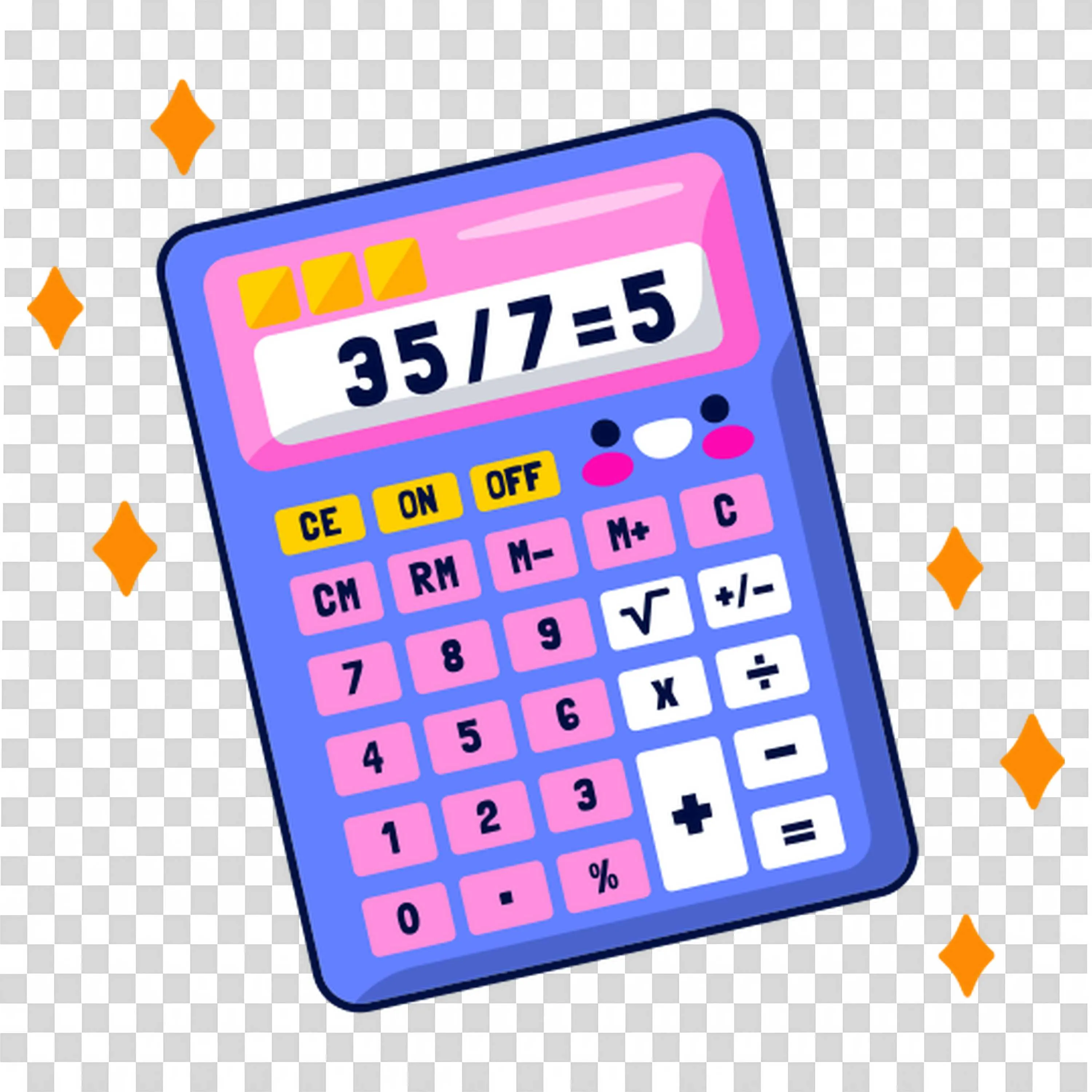 Calculator Solving Equations in Pink and Purple Color