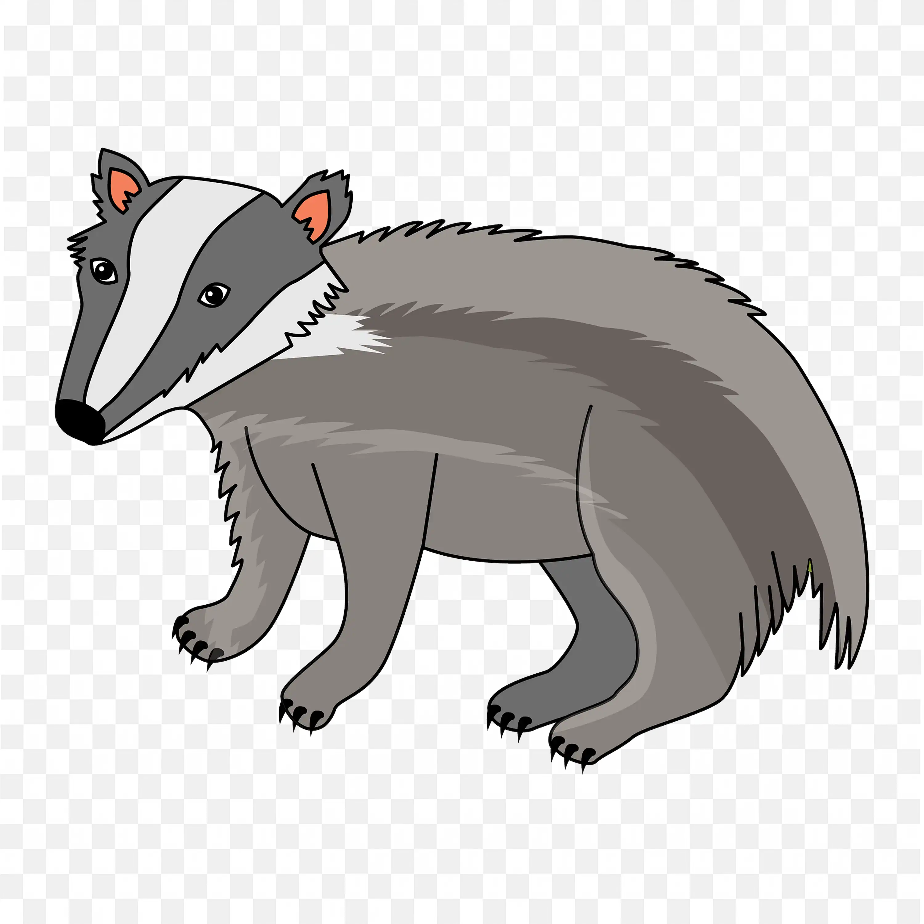 Cartoon Badger Illustration Cute Animal on Black Background