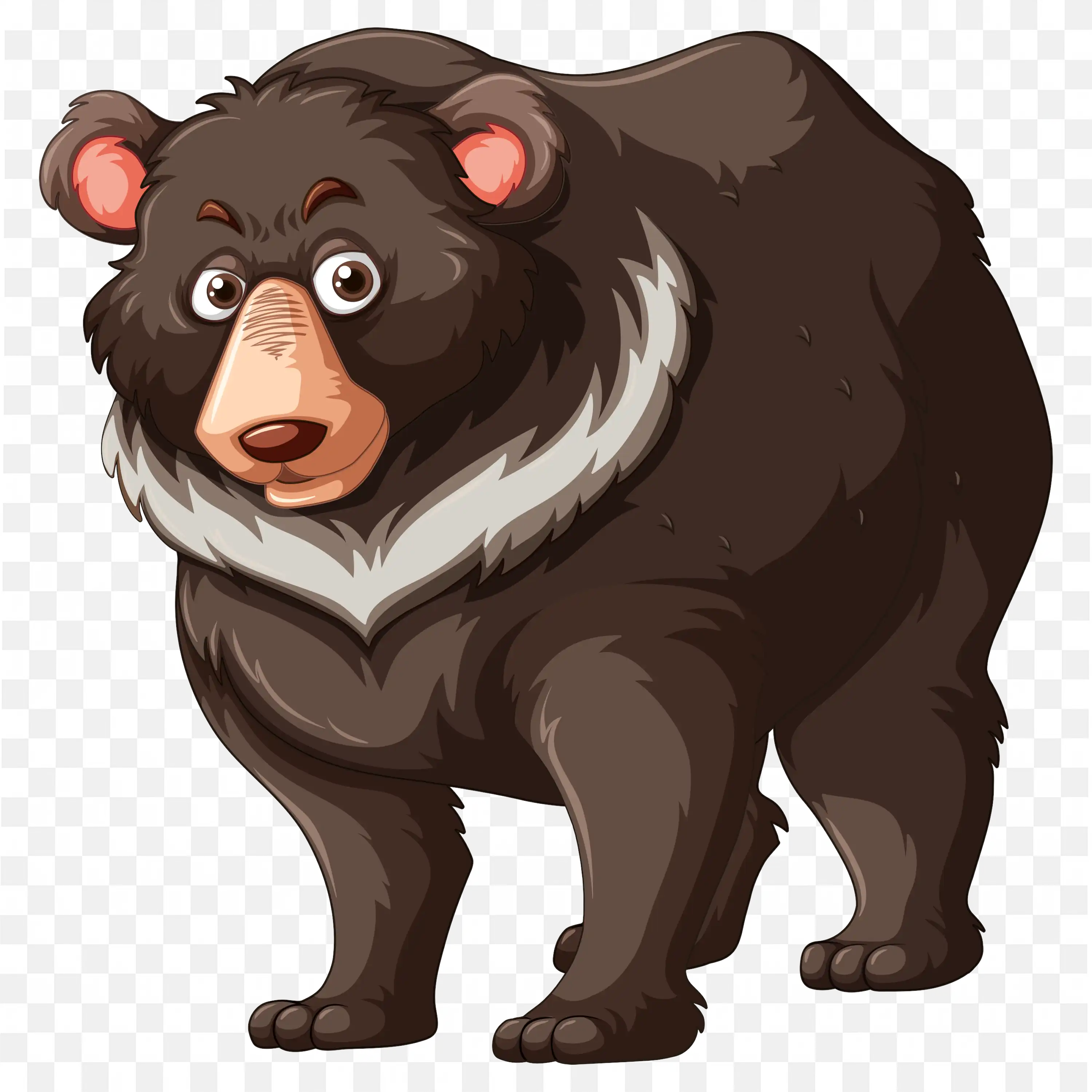 Cartoon Bear Standing with Expression PNG Clipart