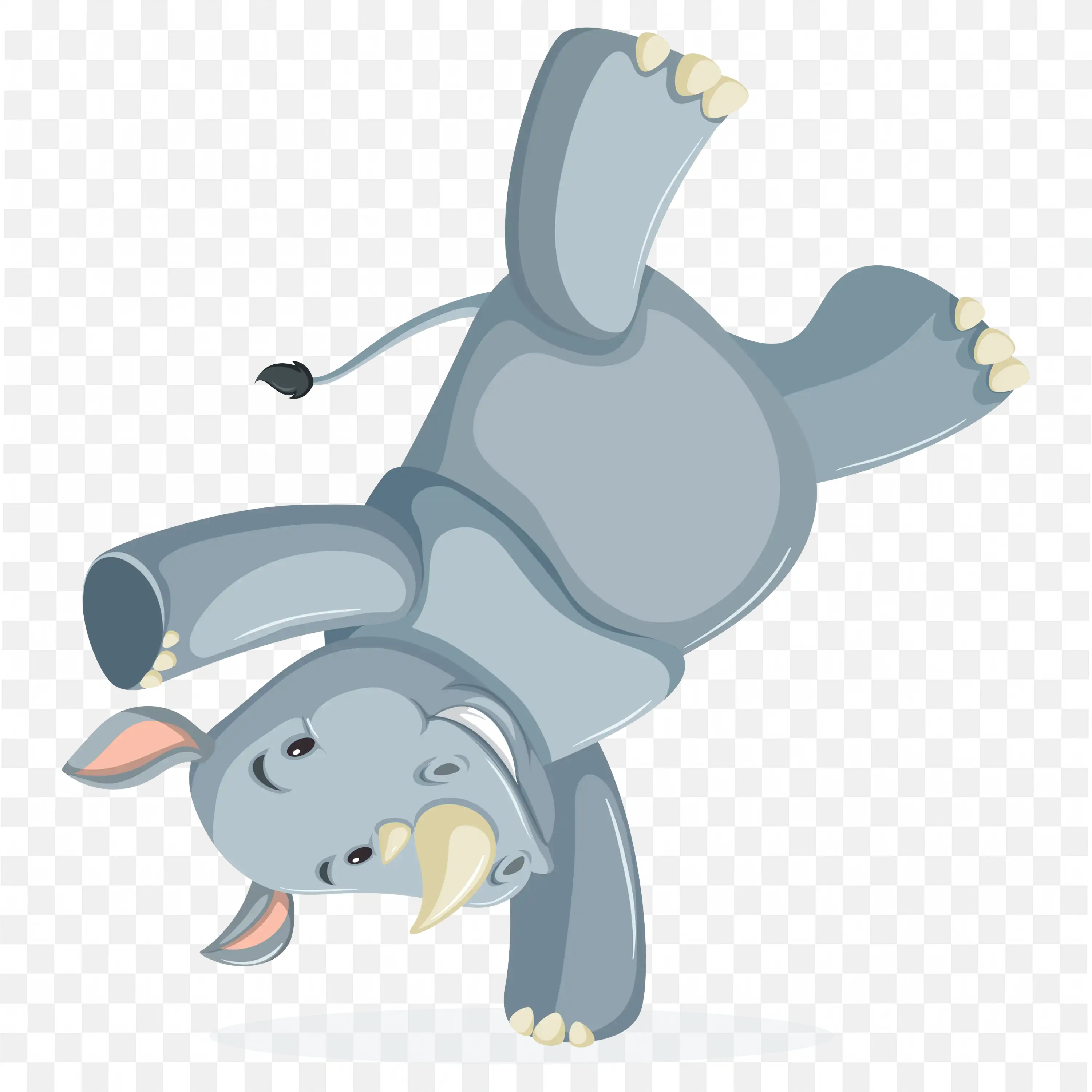 Cartoon Blue Elephant with Trunk Up PNG Illustration