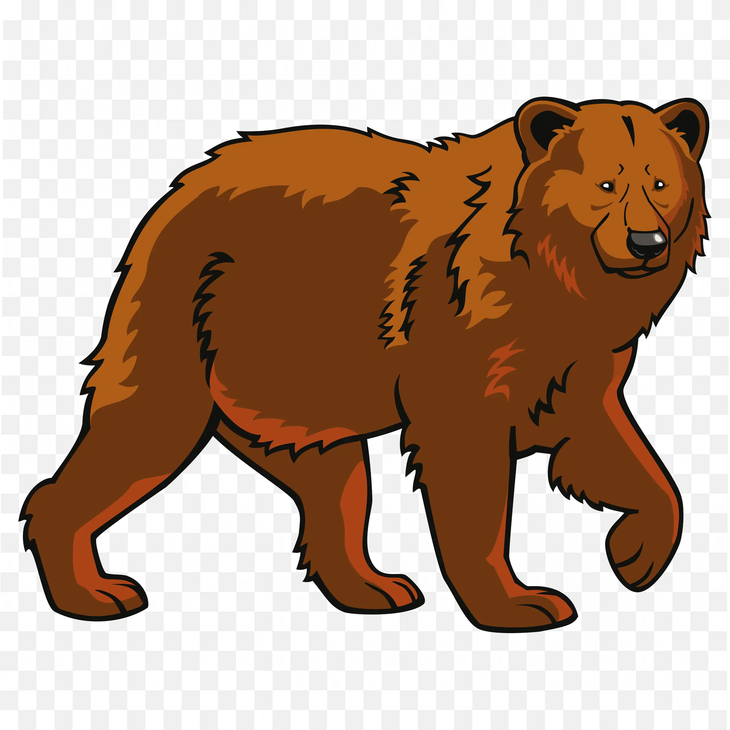 Cartoon Brown Bear Standing PNG Wildlife Animal Clipart
