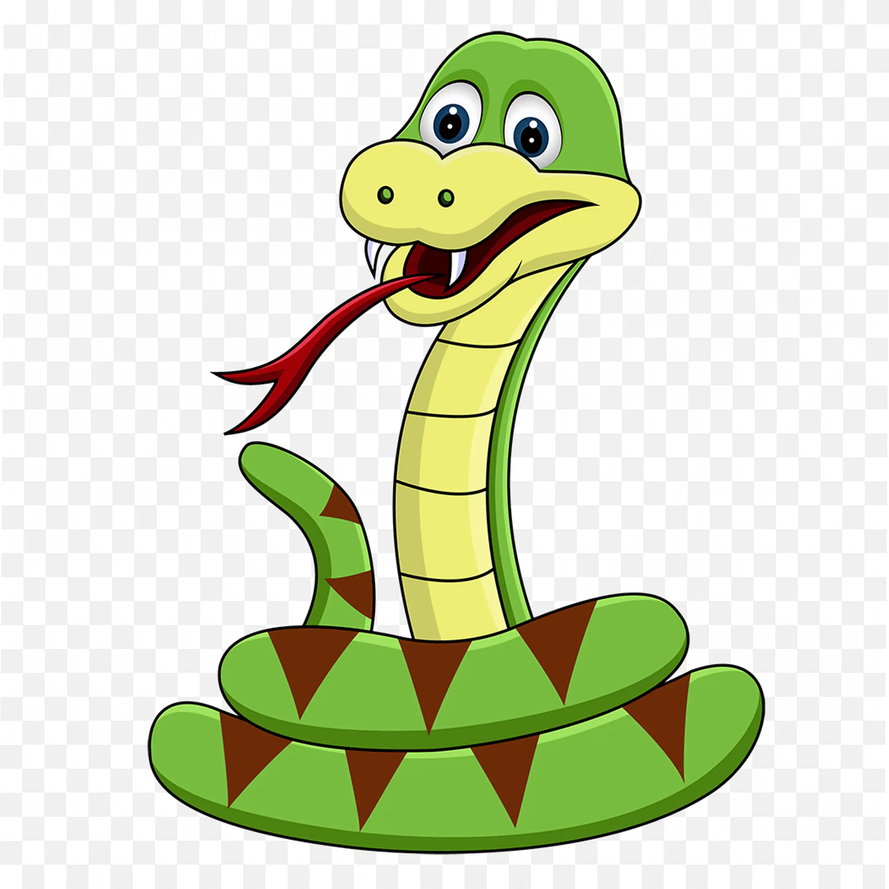 Cartoon Cobra PNG Green Snake on Platform Clipart
