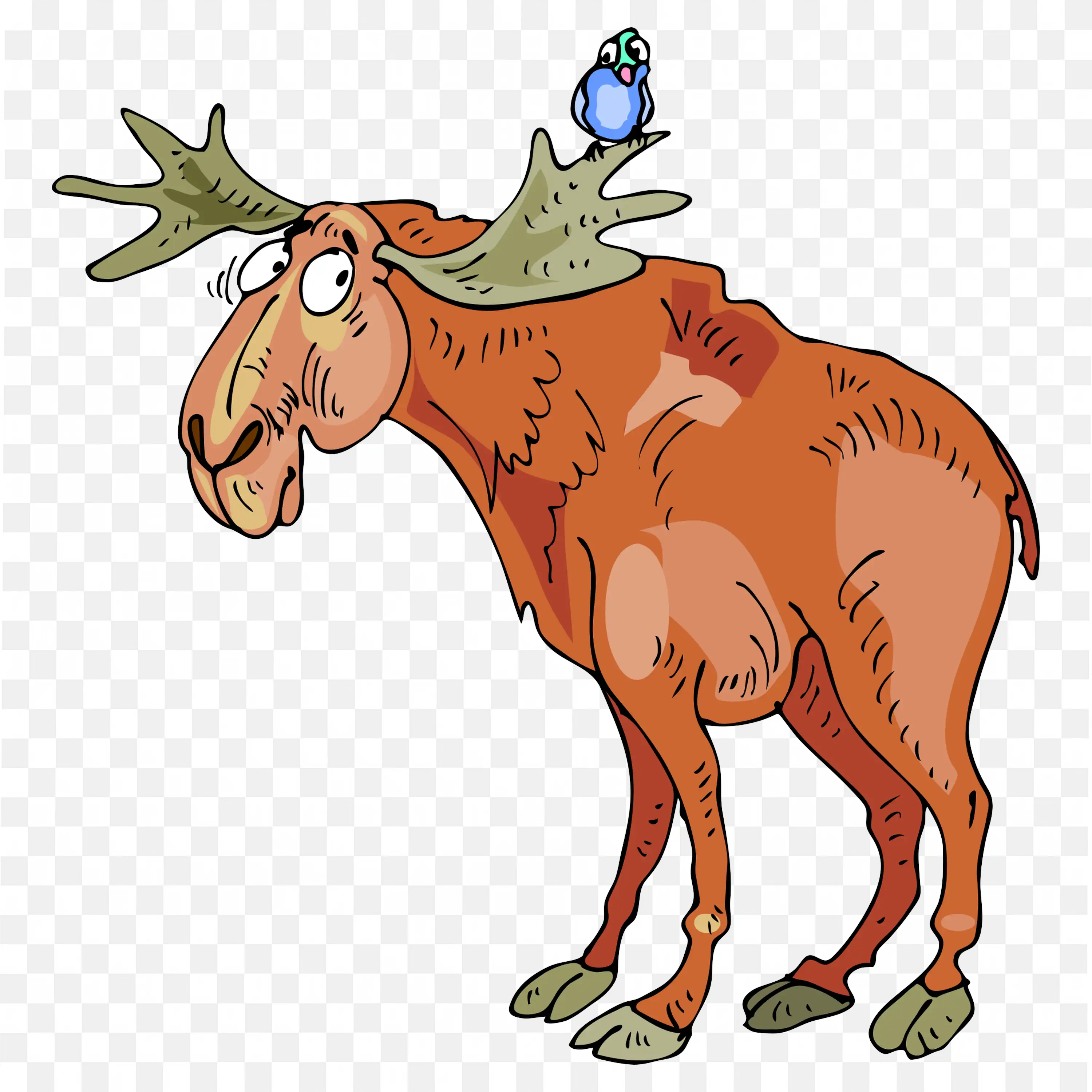 Cartoon Deer and Moose Standing Together PNG Clipart