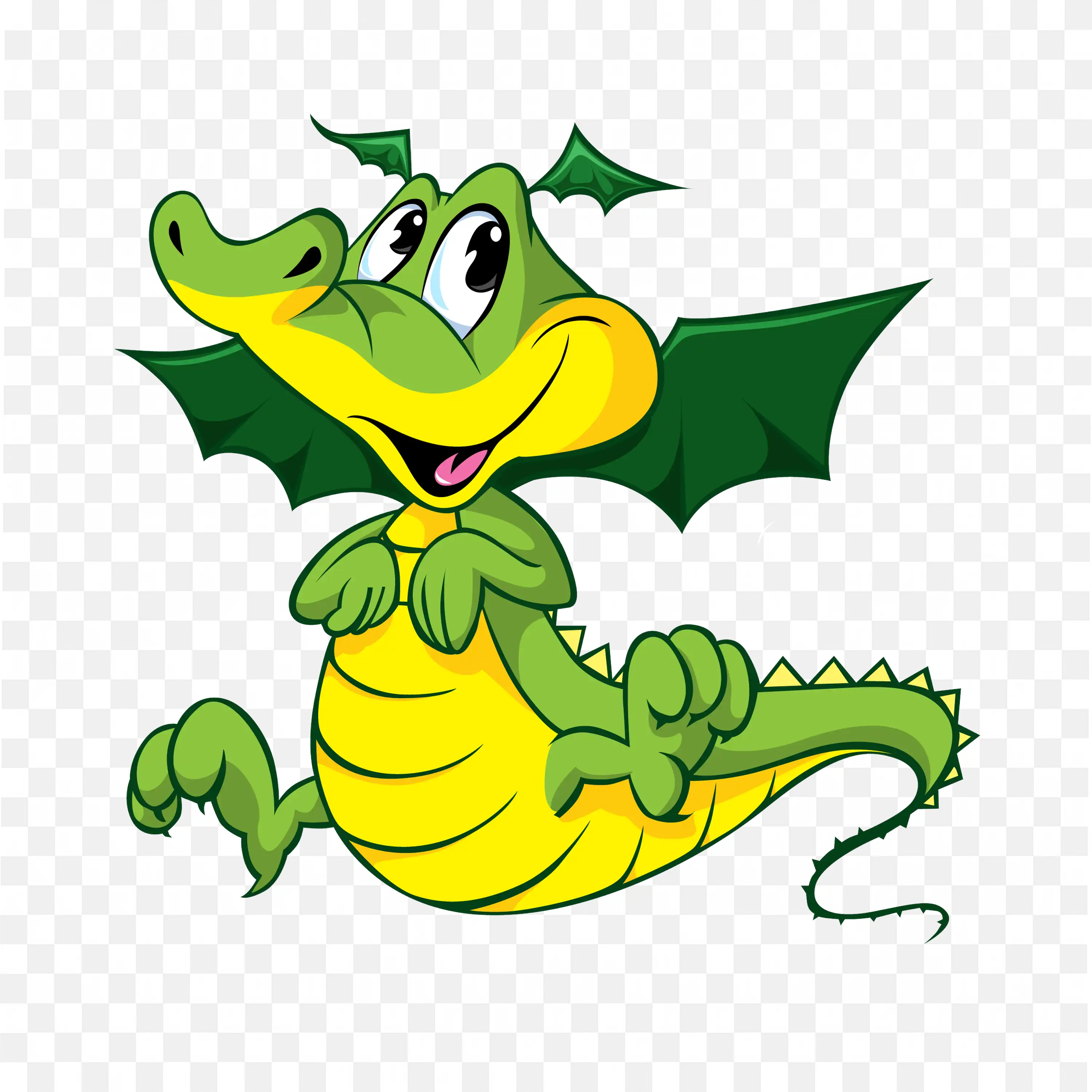 Cartoon Dragon PNG Green Friendly Cute Mythical Creature