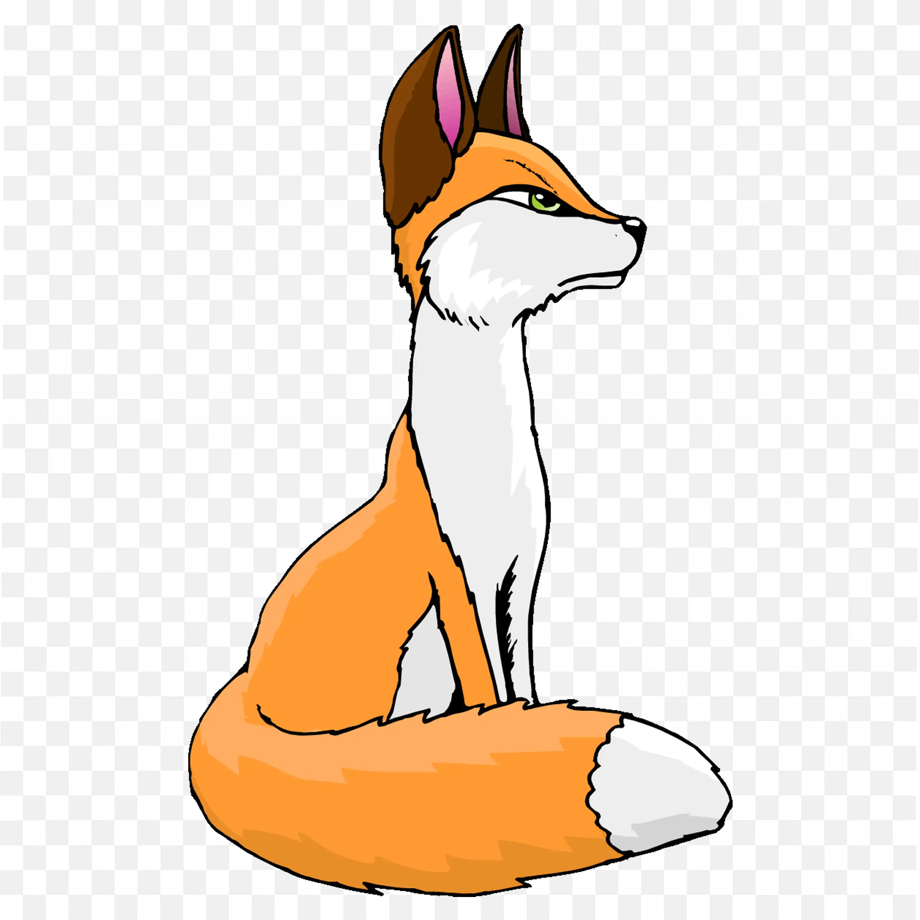 Cartoon Fox Sitting Clip Art Cute Animal Nature Design