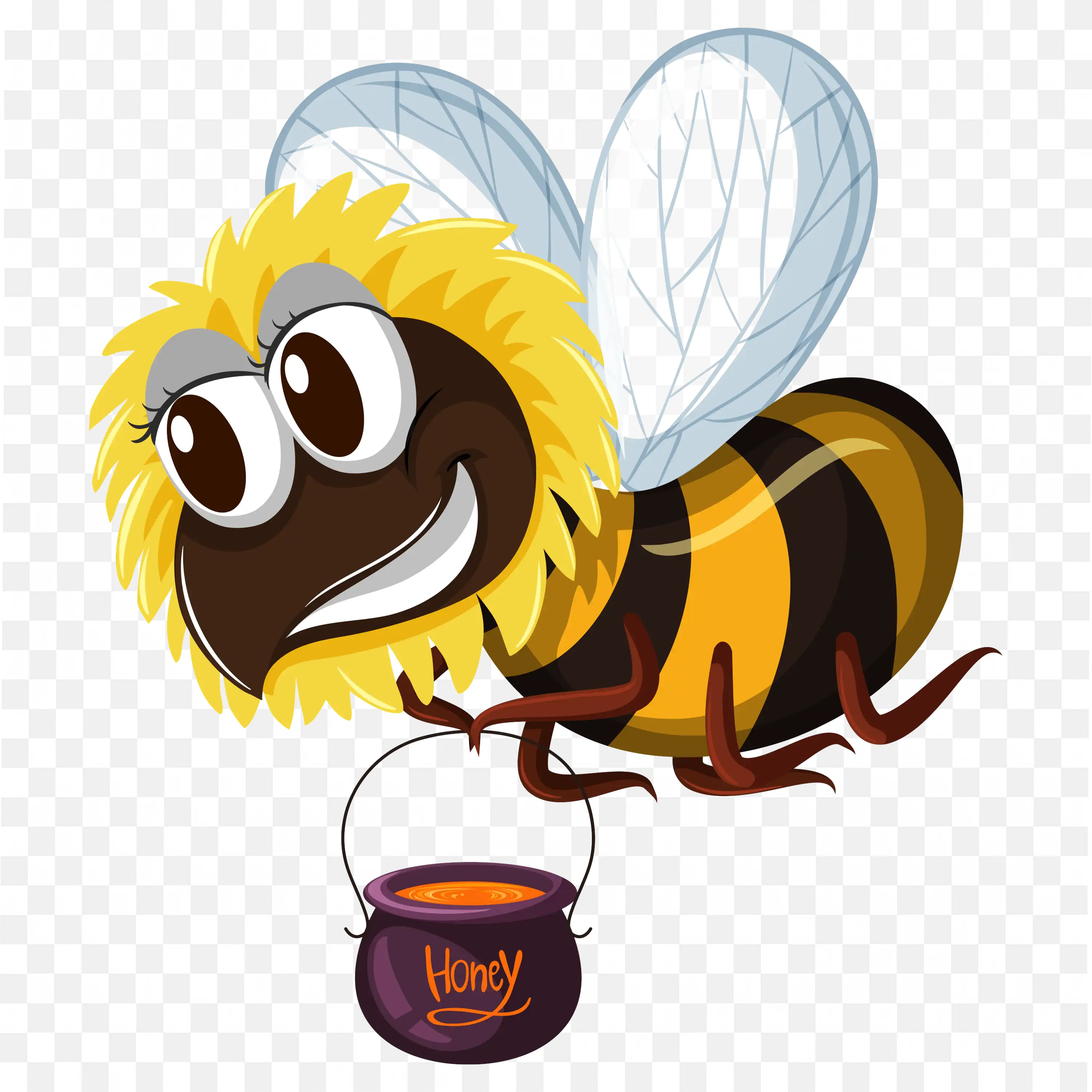 Cartoon Honeybee Carrying Jar PNG Illustration Art