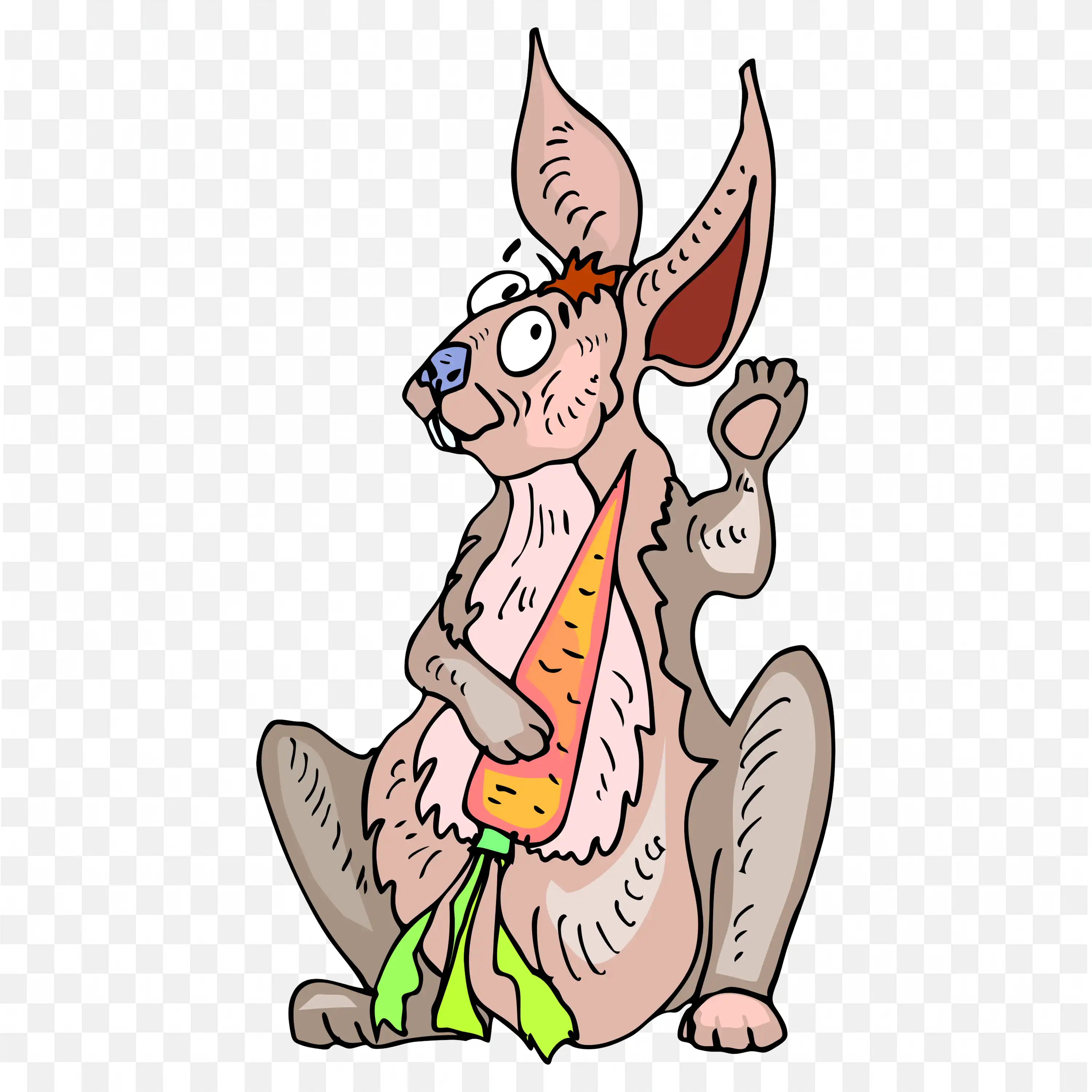 Cartoon Kangaroo Standing Upright Animal PNG Clipart