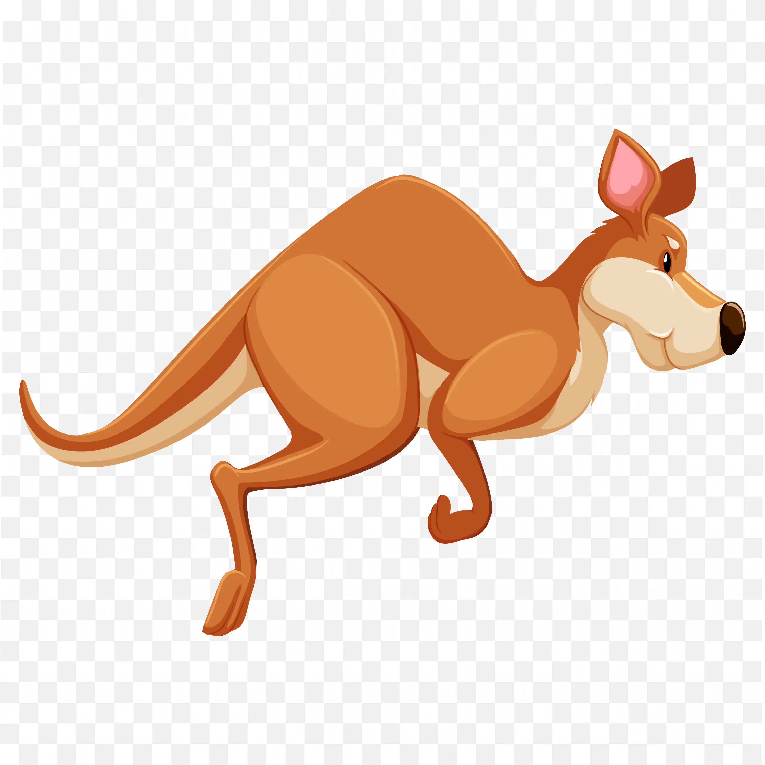 Cartoon Kangaroo Vector Light Brown Jumping Illustration