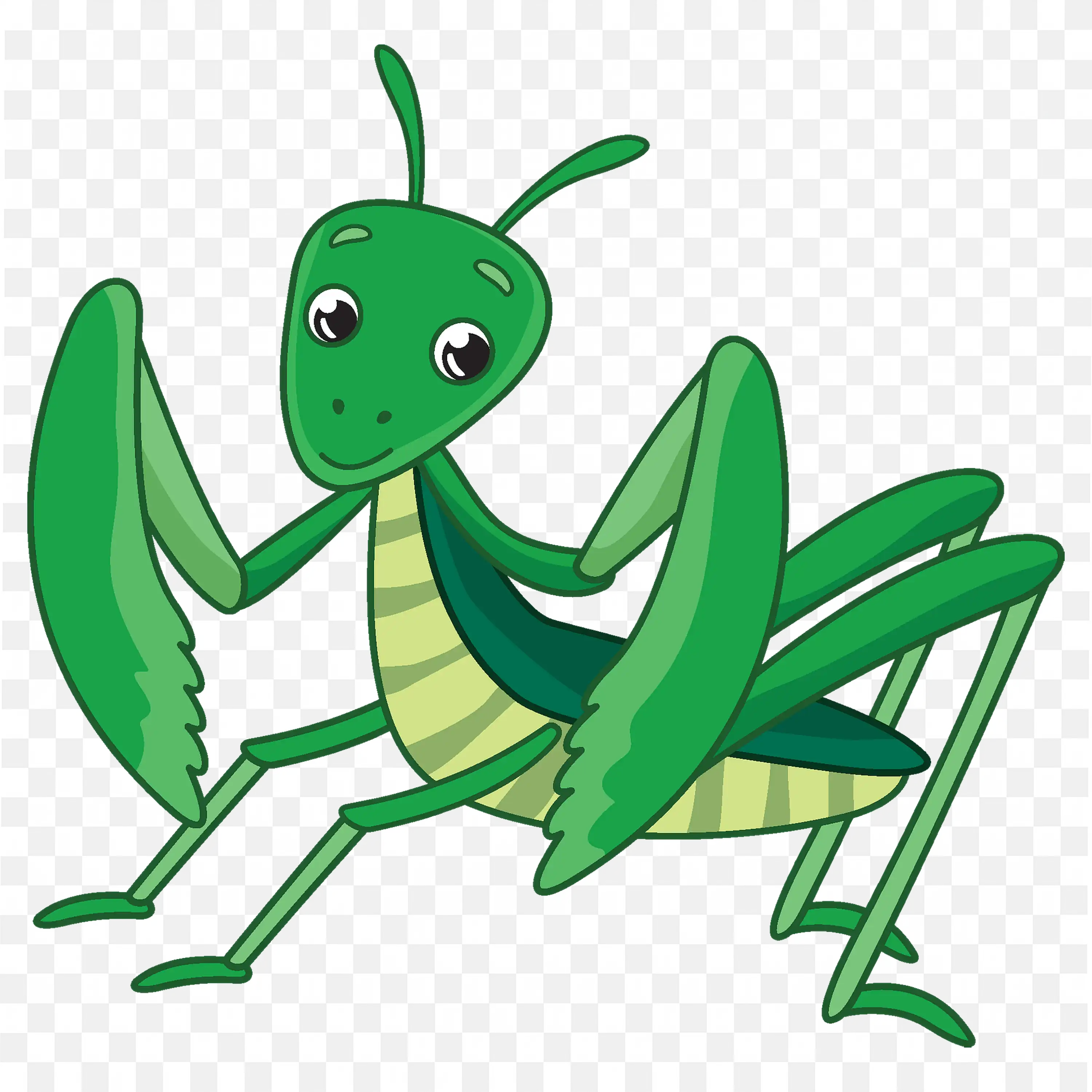Cartoon Mantis PNG Sitting Pose Vector Download