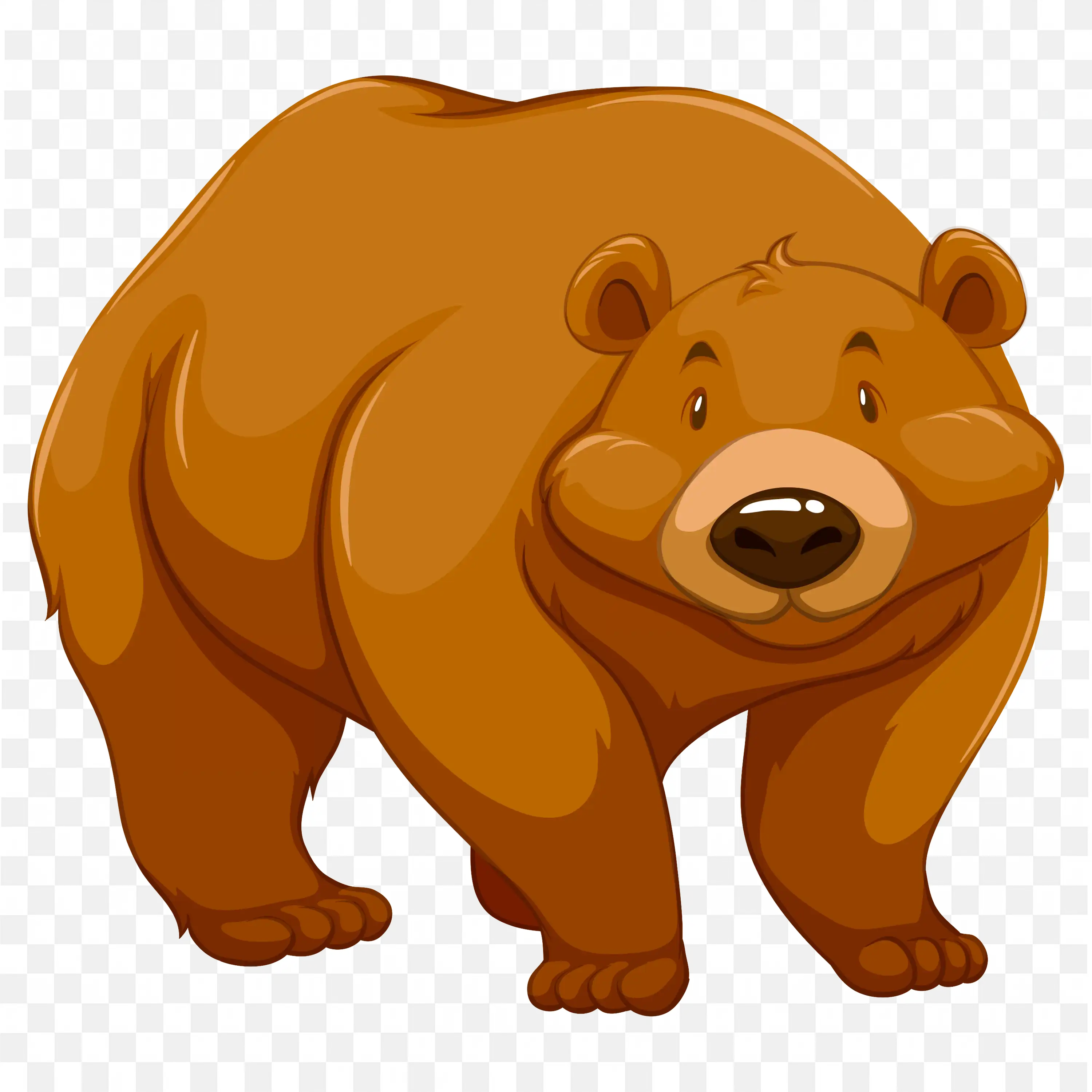 Cartoon Orange Bear Standing and Smiling PNG Clipart