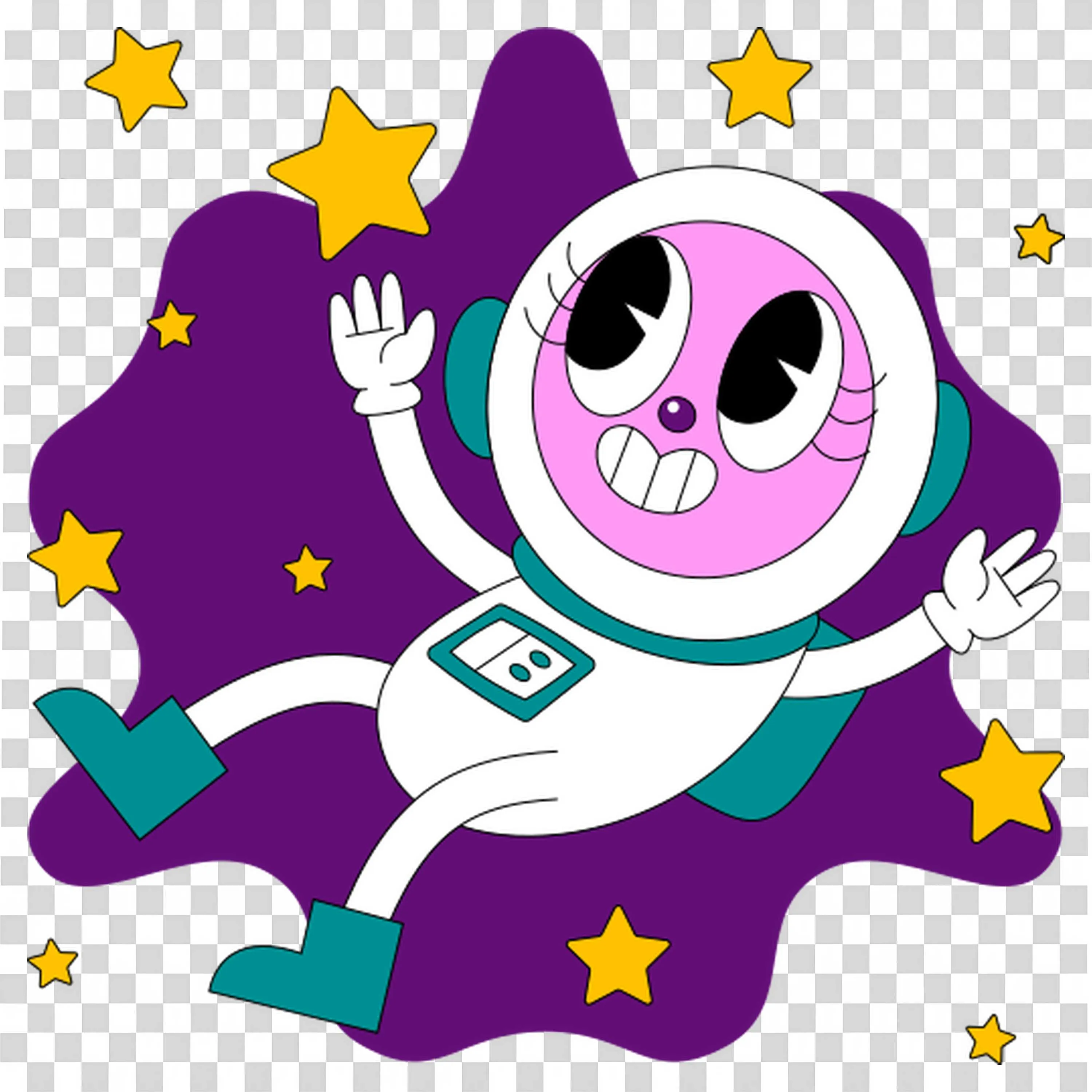 Cartoon Panda Flying in Space with Stars and Galaxy Theme