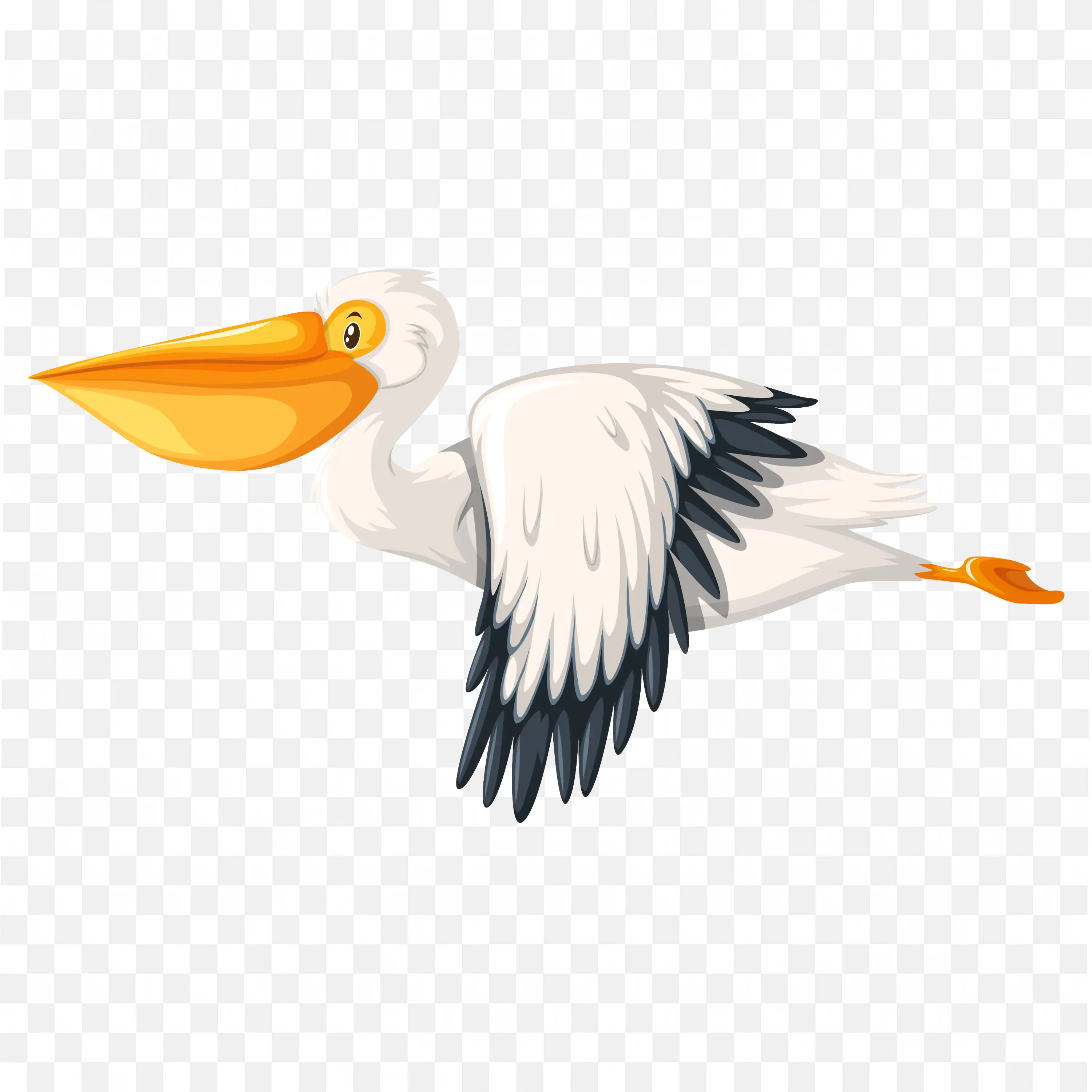 Cartoon Pelican Bird Flying Side View PNG Clipart Download