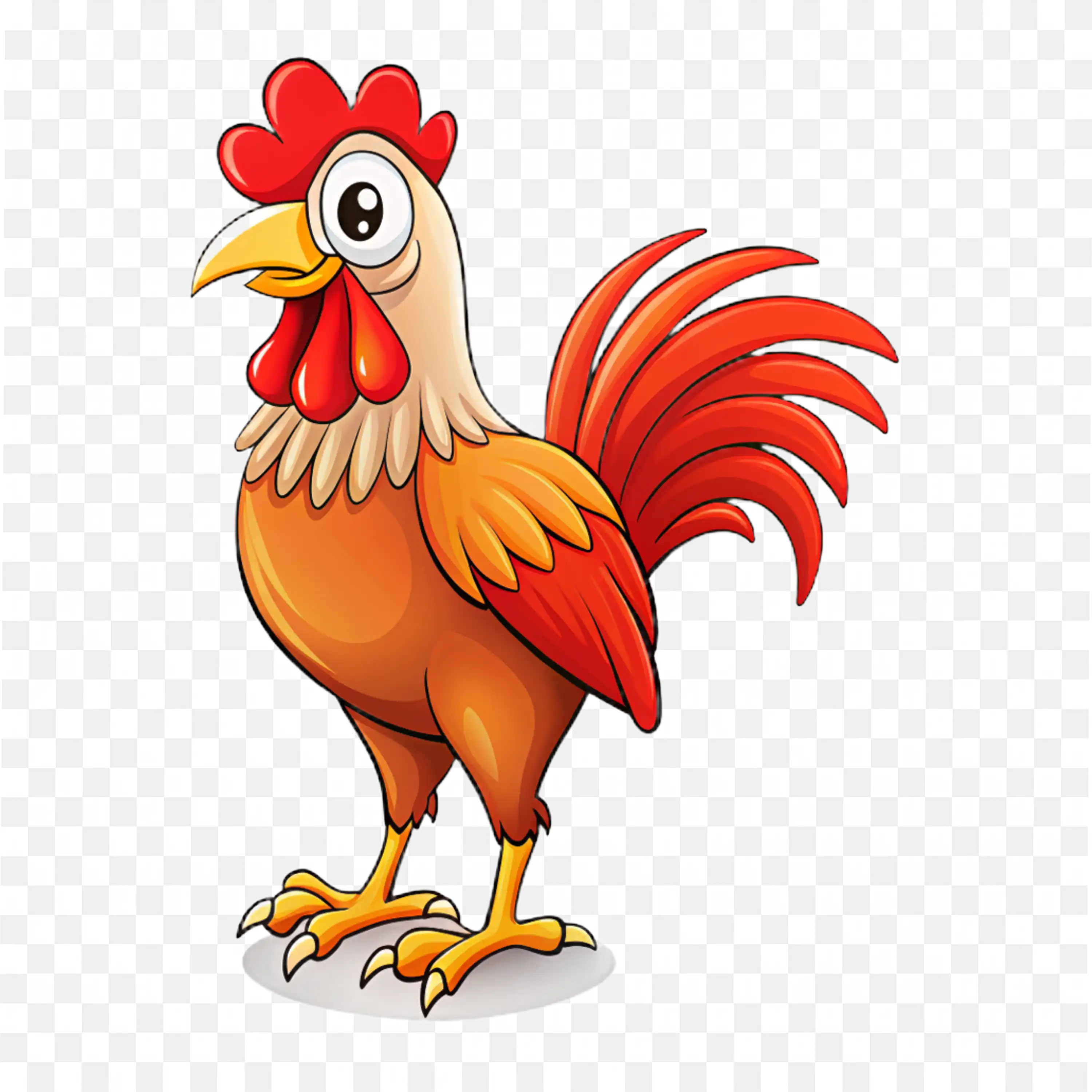 Cartoon Rooster Standing Tall Transparent PNG Art