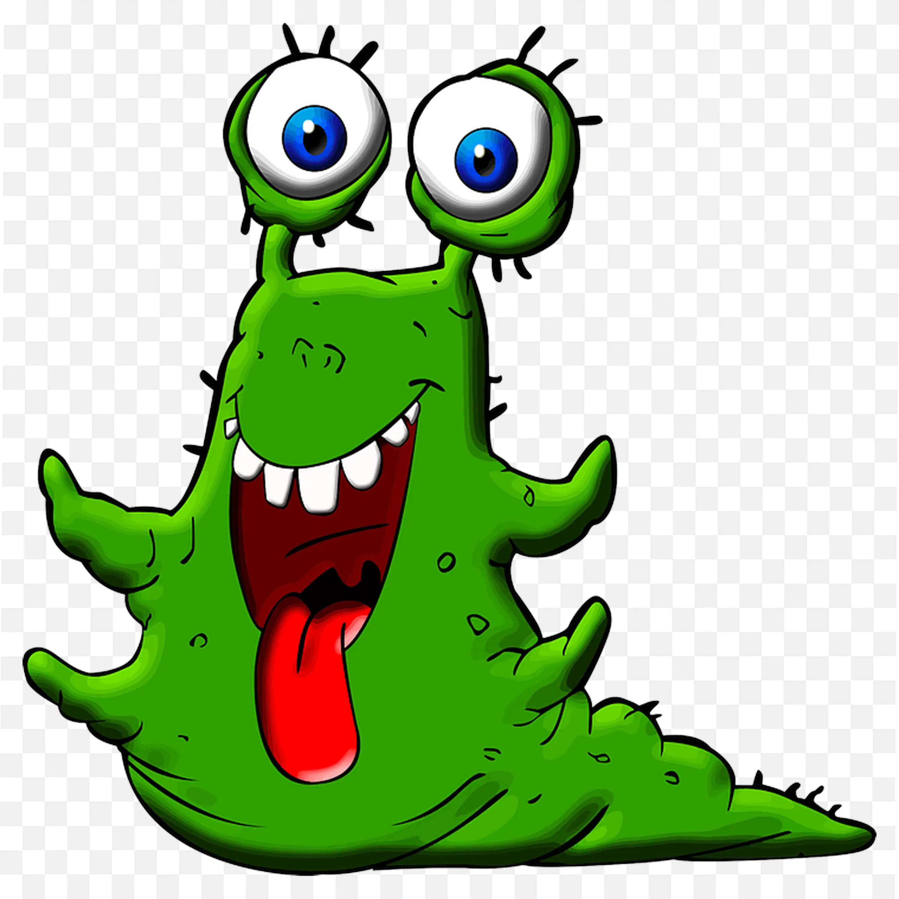 Cartoon Slug with Eyes on Stalks Funny Creature PNG