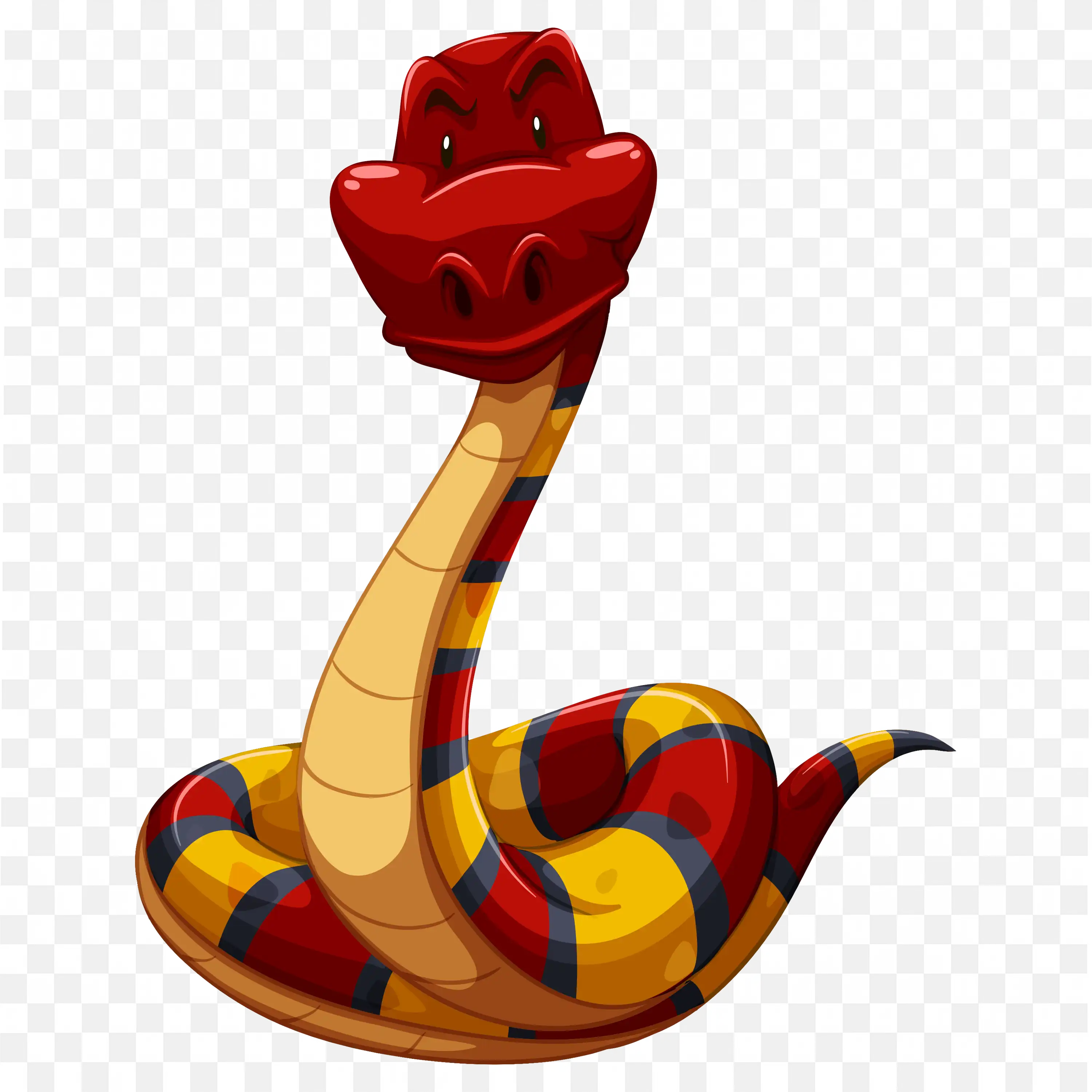 Cartoon Snake with Red Rose on Head Transparent PNG